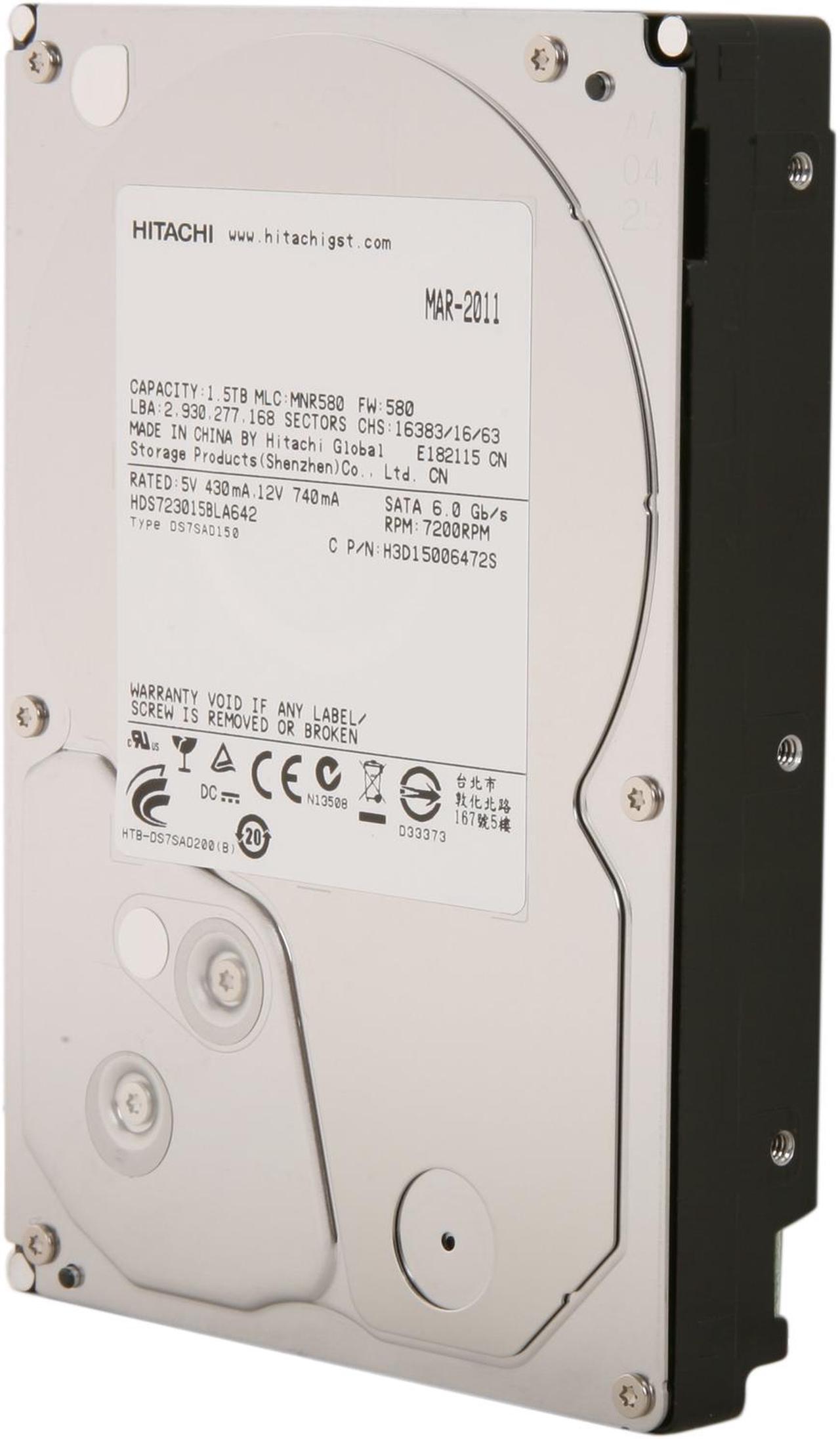 Main image of Hitachi GST Deskstar 7K3000 HDS723015BLA642 (0F12114) 1.5TB 7200 RPM 64MB Cache SATA 6.0Gb/s 3.5" Internal Hard Drive Bare Drive
