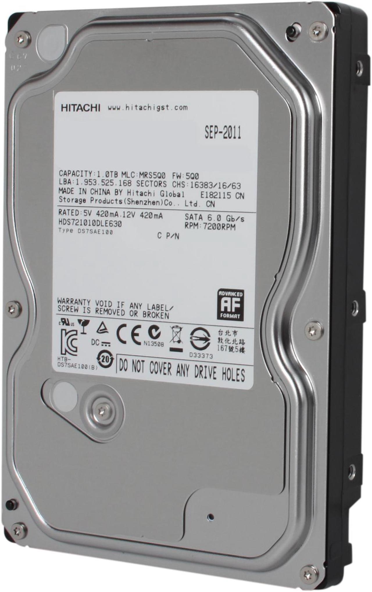 Hitachi GST Deskstar 7K1000.D HDS721010DLE630 (0F13180) 1TB 7200 RPM 32MB Cache SATA 6.0Gb/s 3.5" Internal Hard Drive Bare Drive