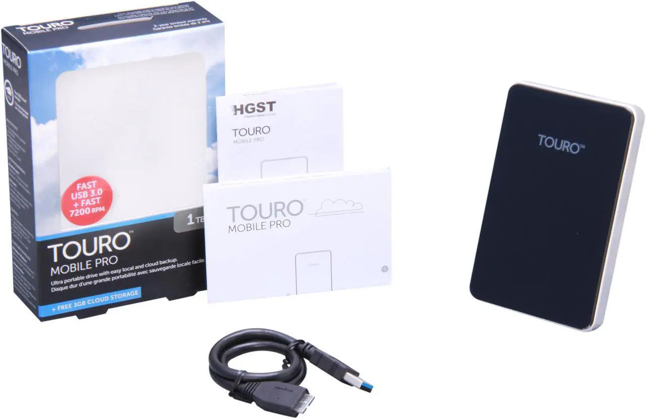 Alt view image 6 of 6 - HGST 1TB Touro Mobile Pro External Hard Drive USB 3.0 Model 0S03559 Black