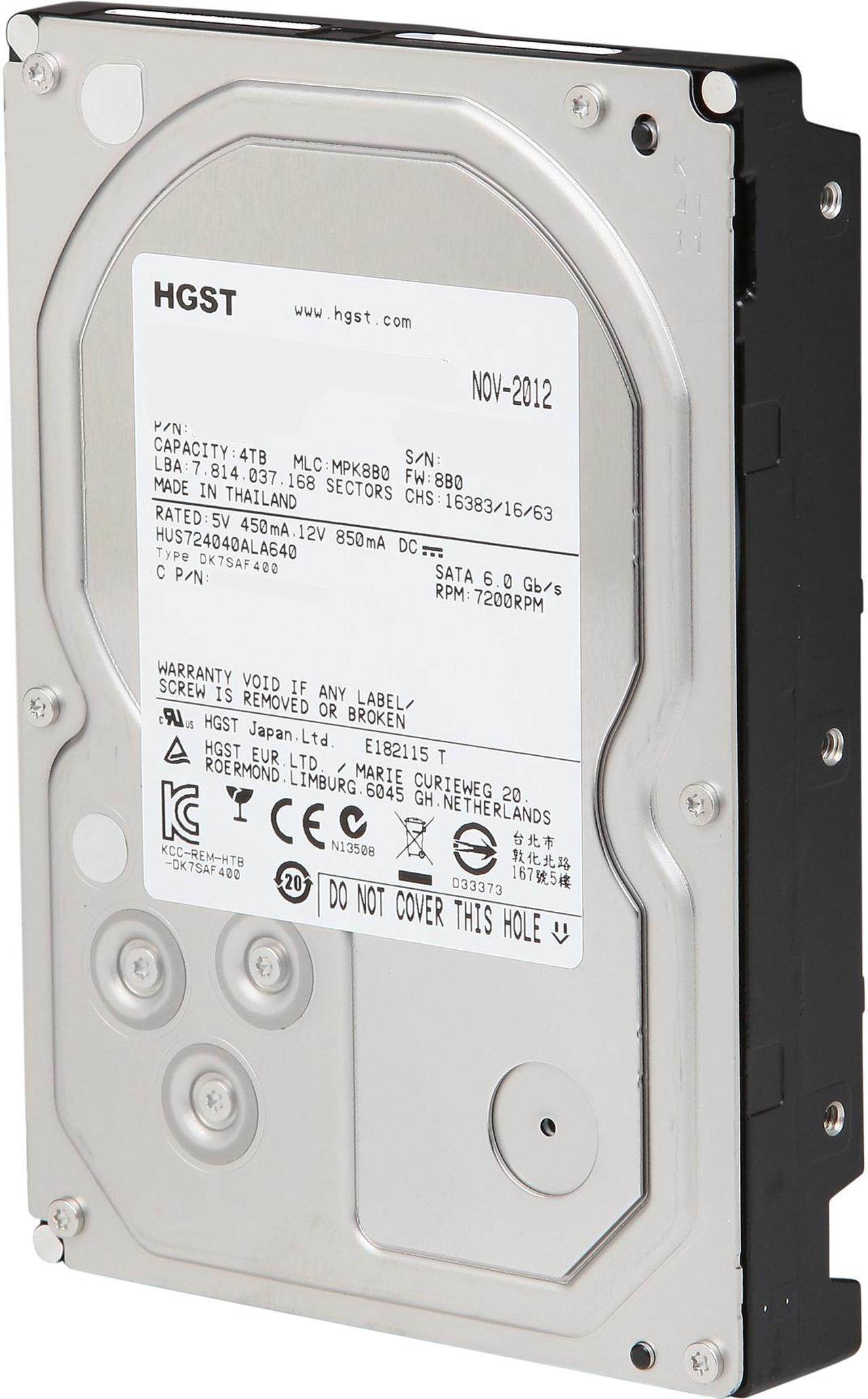 HGST Ultrastar 7K4000 HUS724040ALA640 (0F14688) 4TB 7200 RPM 64MB Cache SATA 6.0Gb/s 3.5" Enterprise Hard Drive Bare Drive