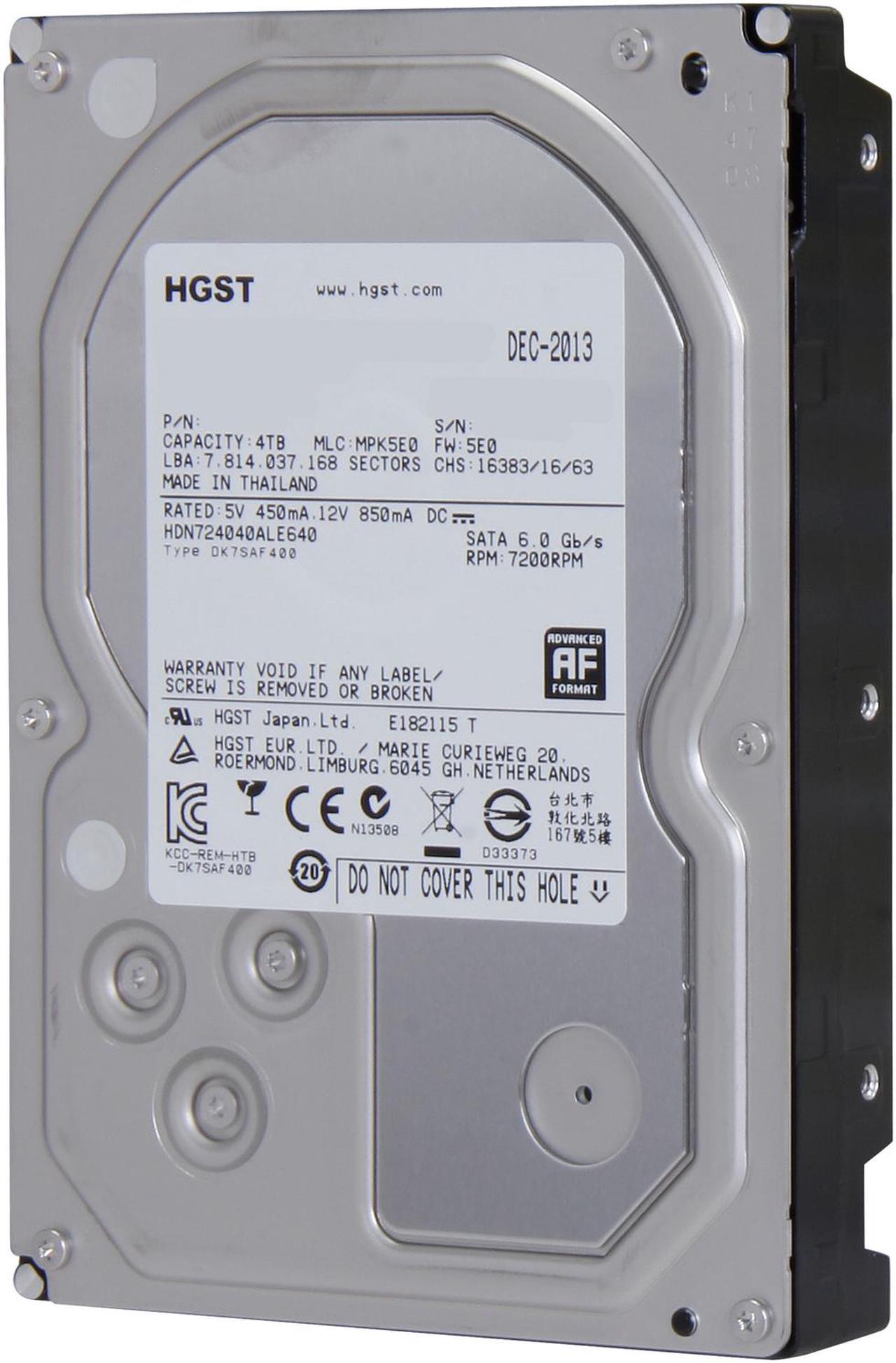 Alt view image 2 of 6 - HGST Deskstar NAS 3.5" 4TB 7200 RPM 64MB Cache SATA 6.0Gb/s High-Performance Hard Drive for Desktop NAS Systems Retail Packaging