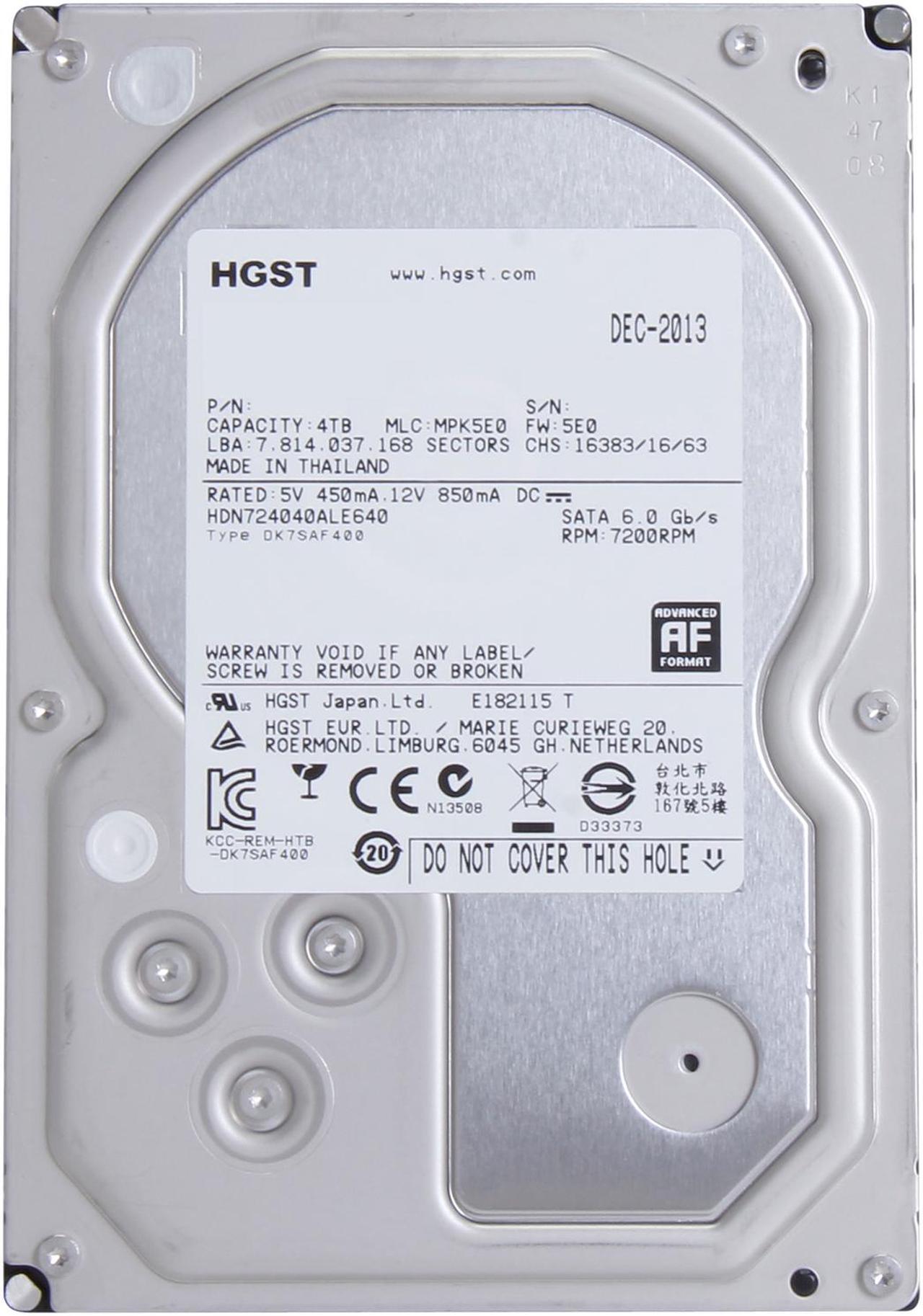 Alt view image 3 of 6 - HGST Deskstar NAS 3.5" 4TB 7200 RPM 64MB Cache SATA 6.0Gb/s High-Performance Hard Drive for Desktop NAS Systems Retail Packaging