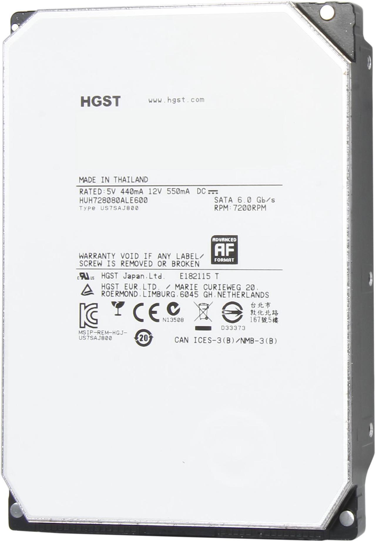 Main image of HGST Ultrastar He8 HUH728080ALE600 (0F25739) 8TB 7200 RPM 128MB Cache SATA 6.0Gb/s 3.5" Helium Platform Enterprise Hard Disk Drives Bare Drive