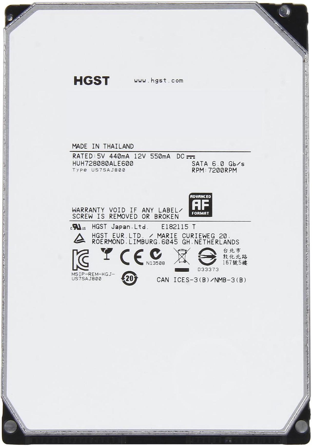 Alt view image 2 of 5 - HGST Ultrastar He8 HUH728080ALE600 (0F25739) 8TB 7200 RPM 128MB Cache SATA 6.0Gb/s 3.5" Helium Platform Enterprise Hard Disk Drives Bare Drive
