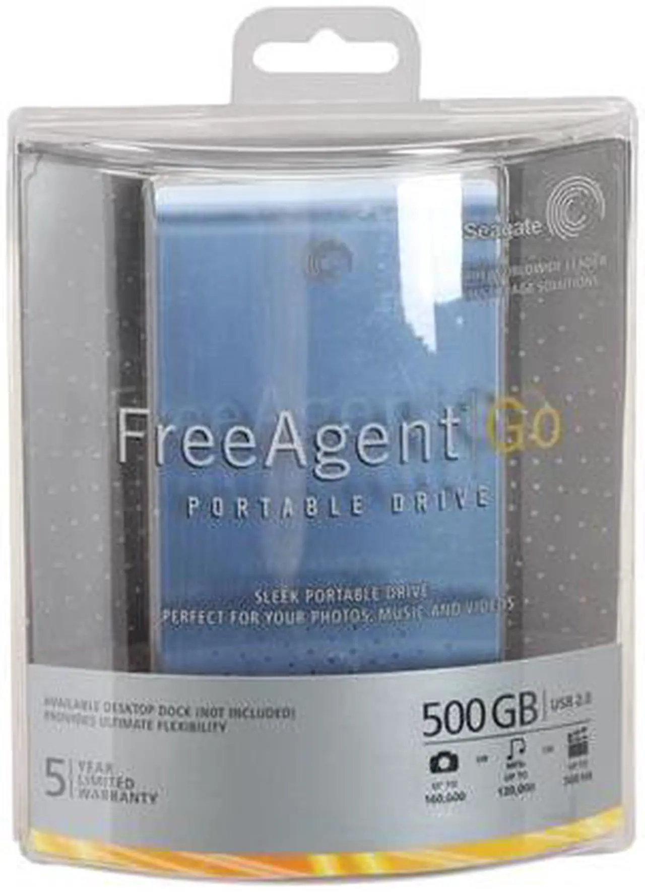 Alt view image 2 of 2 - Seagate FreeAgent Go 500GB USB 2.0 2.5" External Hard Drive ST905003FLA2E1-RK Sky Blue