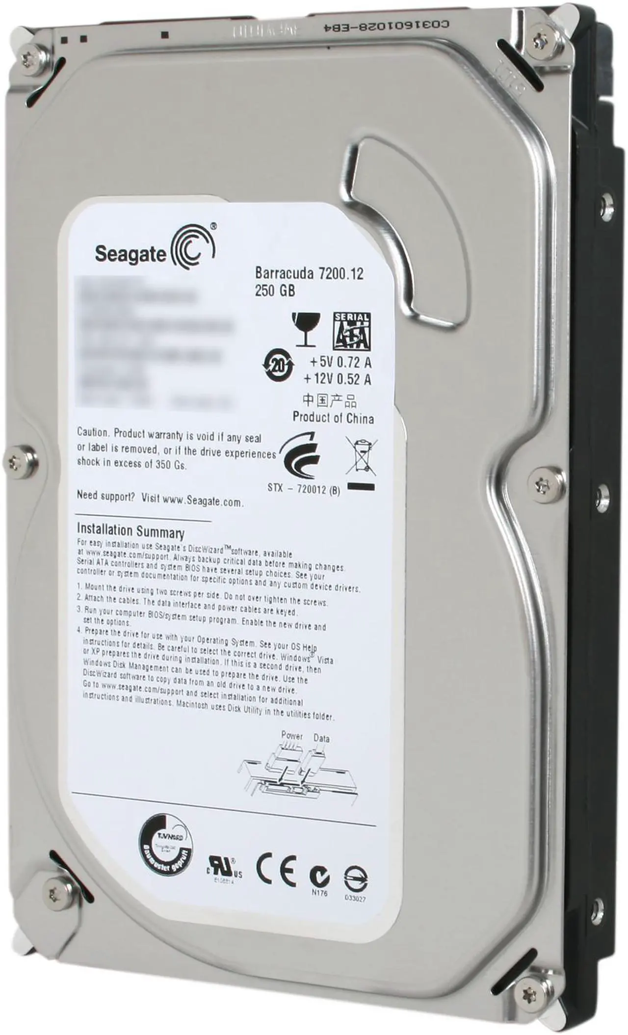 Main image of Seagate BarraCuda 7200.12 ST3250318AS 250GB 7200 RPM 8MB Cache SATA 3.0Gb/s 3.5" Internal Hard Drive Bare Drive