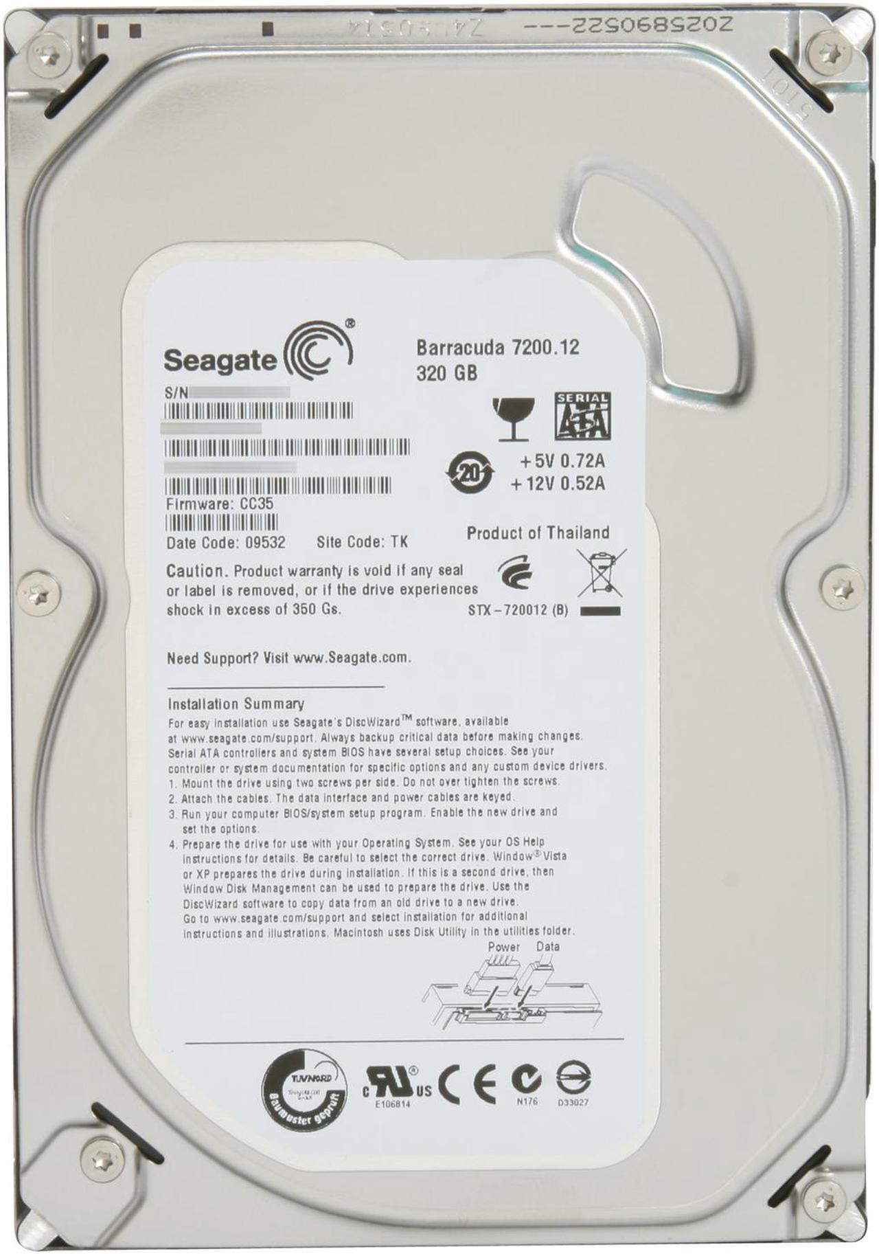 Alt view image 2 of 4 - Seagate BarraCuda 7200.12 ST3320418AS 320GB 7200 RPM 16MB Cache SATA 3.0Gb/s 3.5" Internal Hard Drive Bare Drive