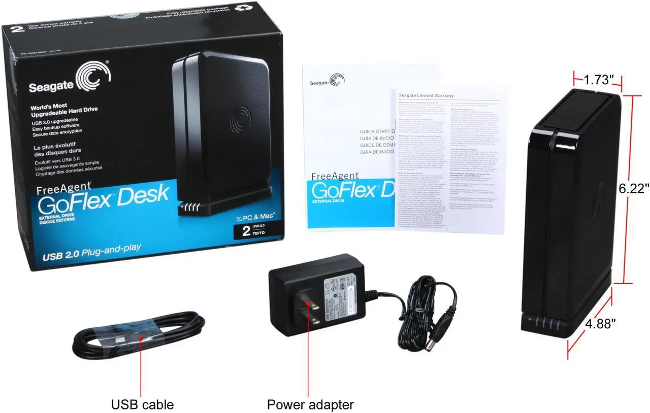 Alt view image 5 of 5 - Seagate FreeAgent GoFlex Desk 2TB USB 2.0 Desktop External Hard Drive