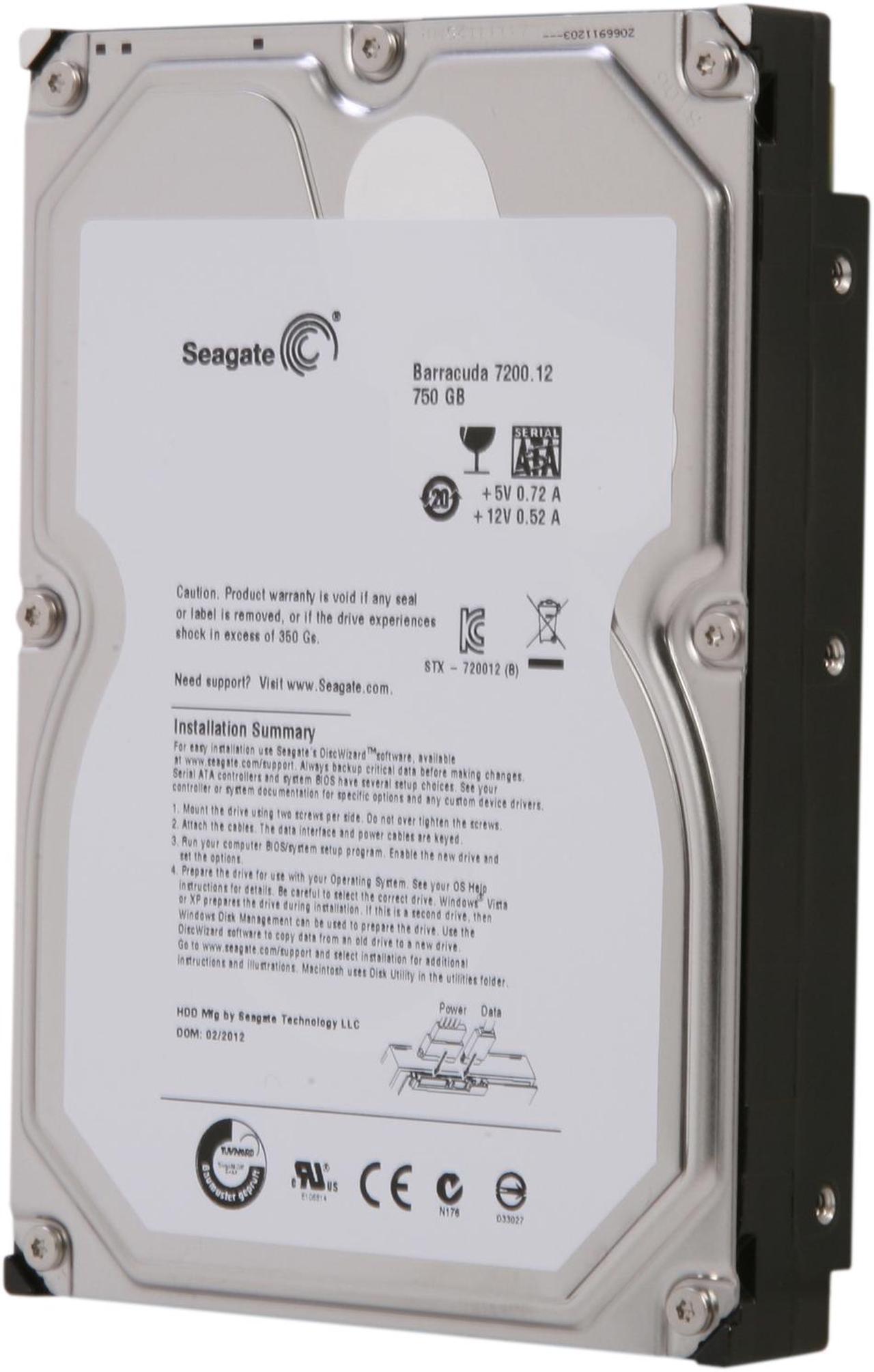 Seagate BarraCuda ST3750525AS 750GB 7200 RPM 32MB Cache SATA 6.0Gb/s 3.5" Internal Hard Drive Bare Drive