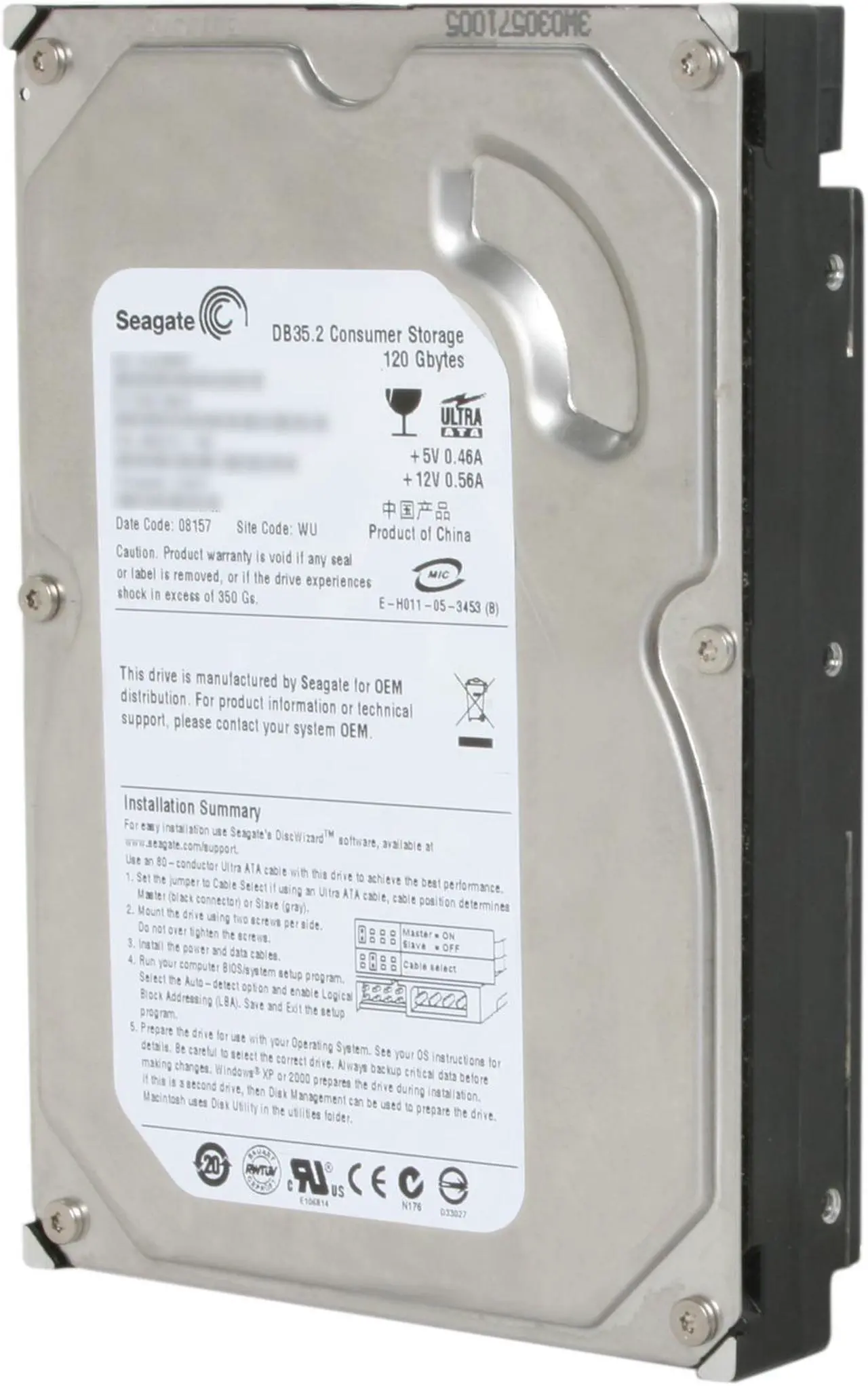 Main image of Seagate DB35 Series 7200.2 ST3120213ACE 120GB 7200 RPM 2MB Cache IDE Ultra ATA100 / ATA-6 3.5" Hard Drive Bare Drive