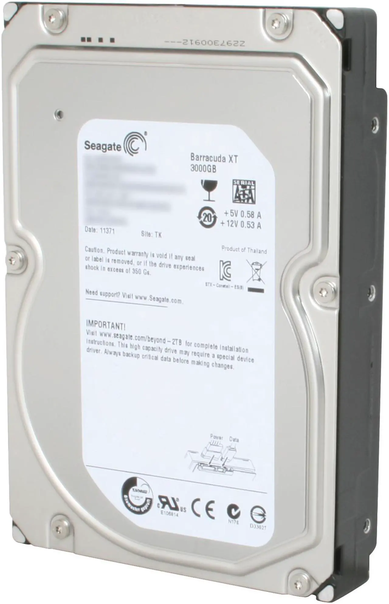 Main image of Seagate BarraCuda XT ST33000651AS 3TB 7200 RPM 64MB Cache SATA 6.0Gb/s 3.5" Internal Hard Drive Bare Drive