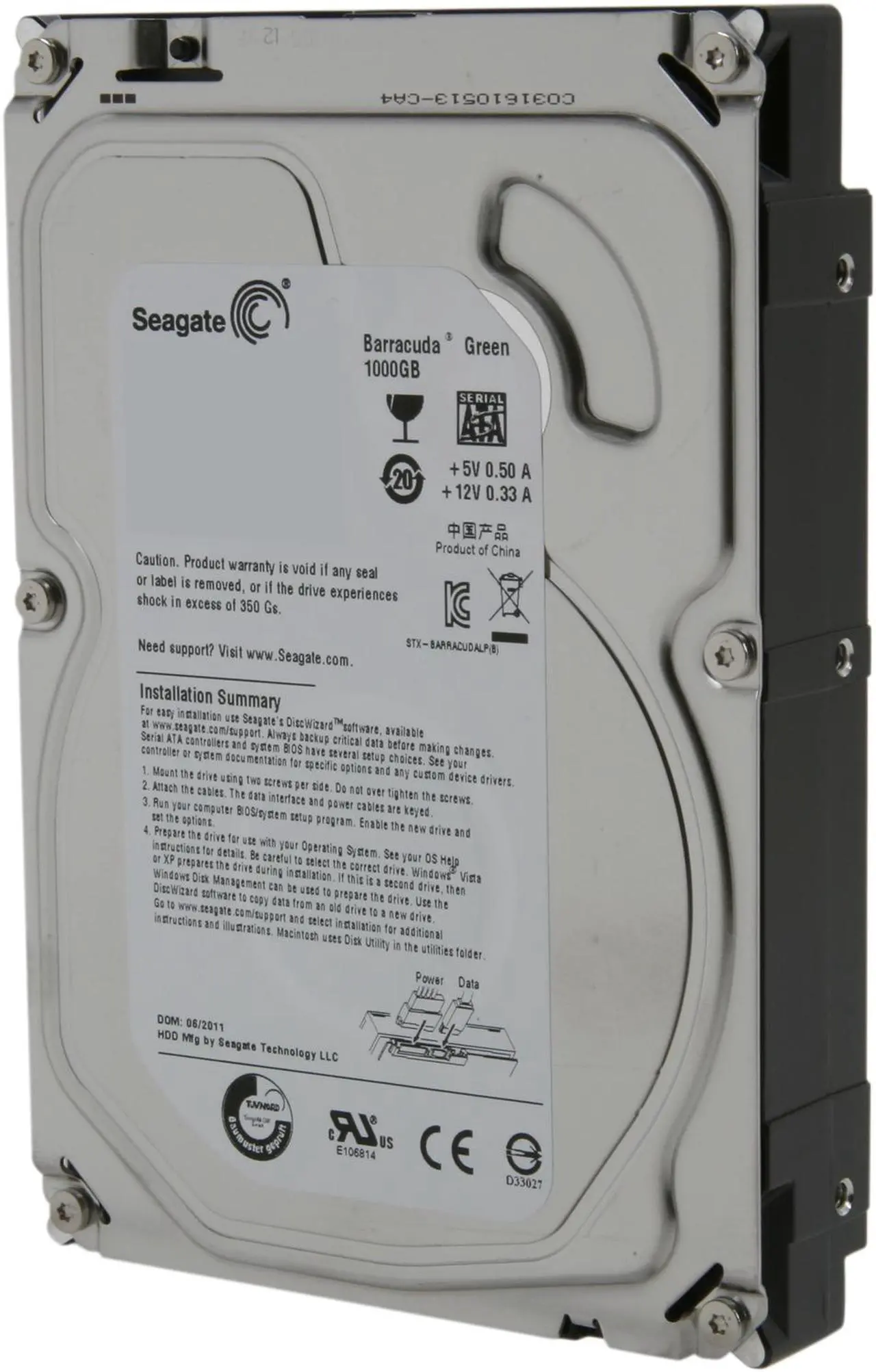Main image of Seagate BarraCuda Green ST1000DL002 1TB 5900 RPM 32MB Cache SATA 3.0Gb/s 3.5" Internal Bare Drive Bare Drive