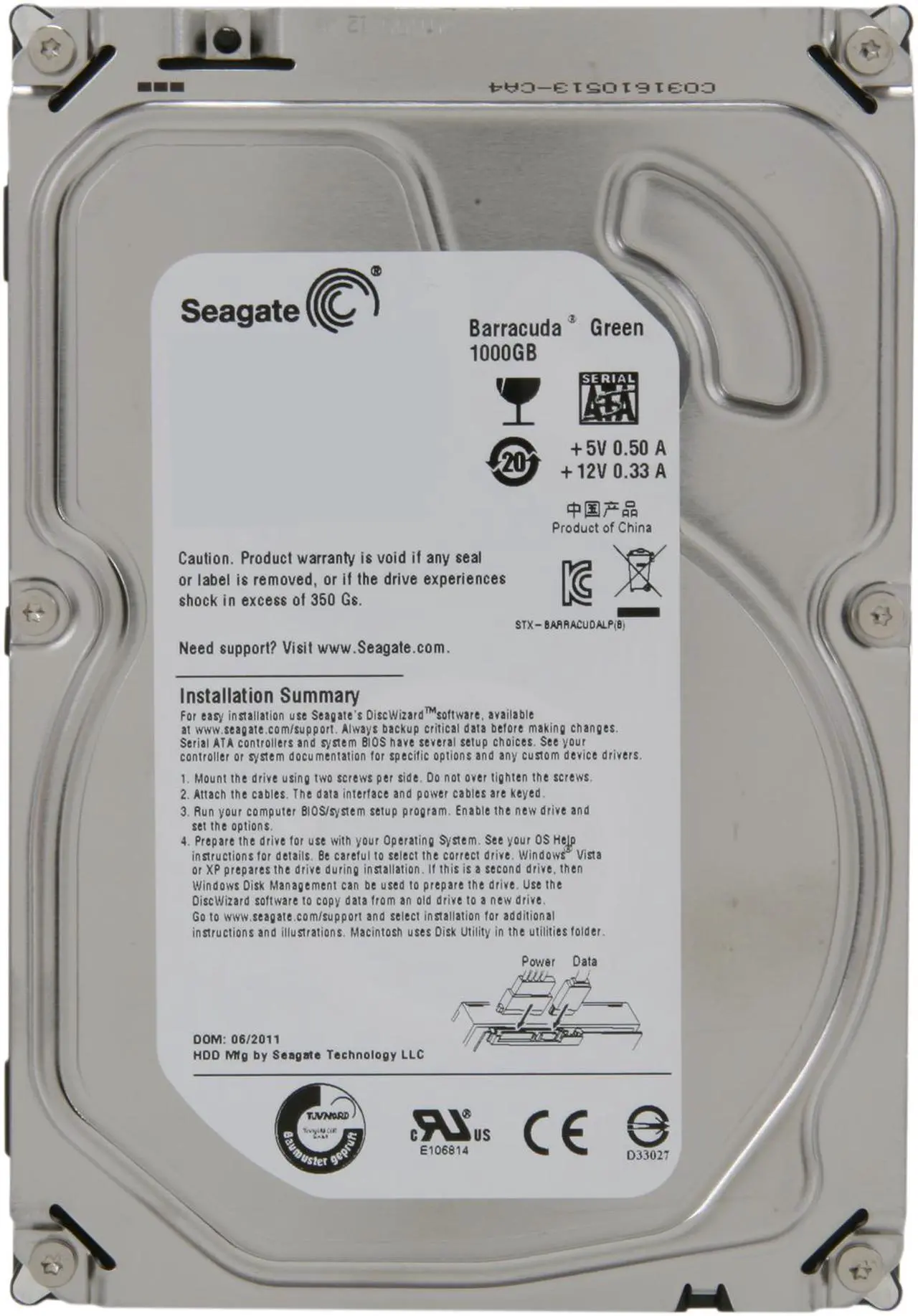 Alt view image 2 of 4 - Seagate BarraCuda Green ST1000DL002 1TB 5900 RPM 32MB Cache SATA 3.0Gb/s 3.5" Internal Bare Drive Bare Drive