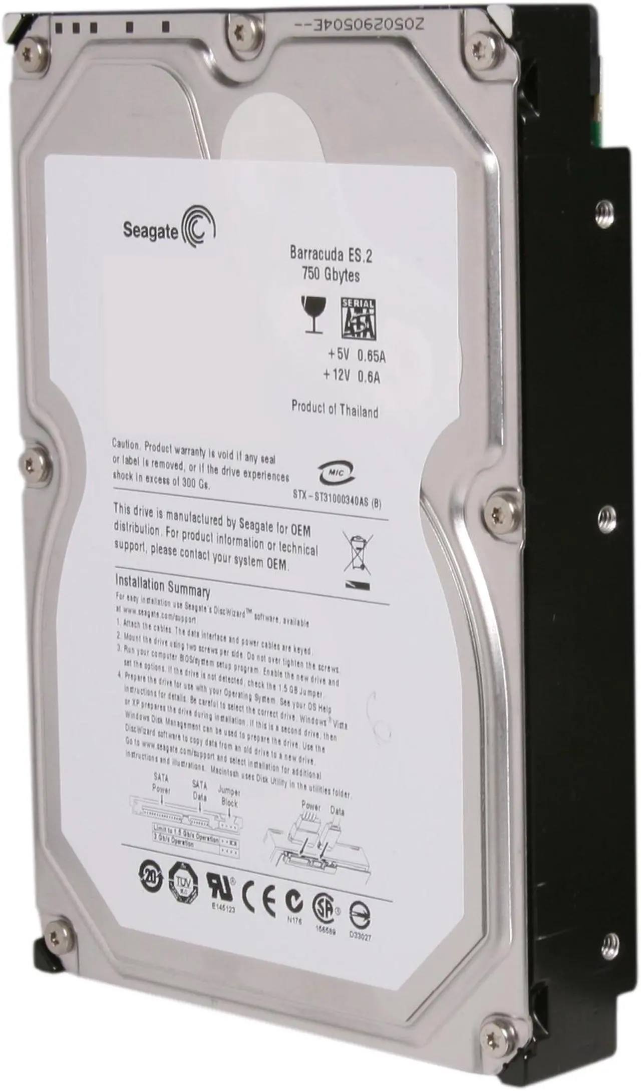 Main image of Seagate BarraCuda ES.2 ST3750330NS 750GB 7200 RPM 32MB Cache SATA 3.0Gb/s 3.5" Internal Hard Drive Bare Drive