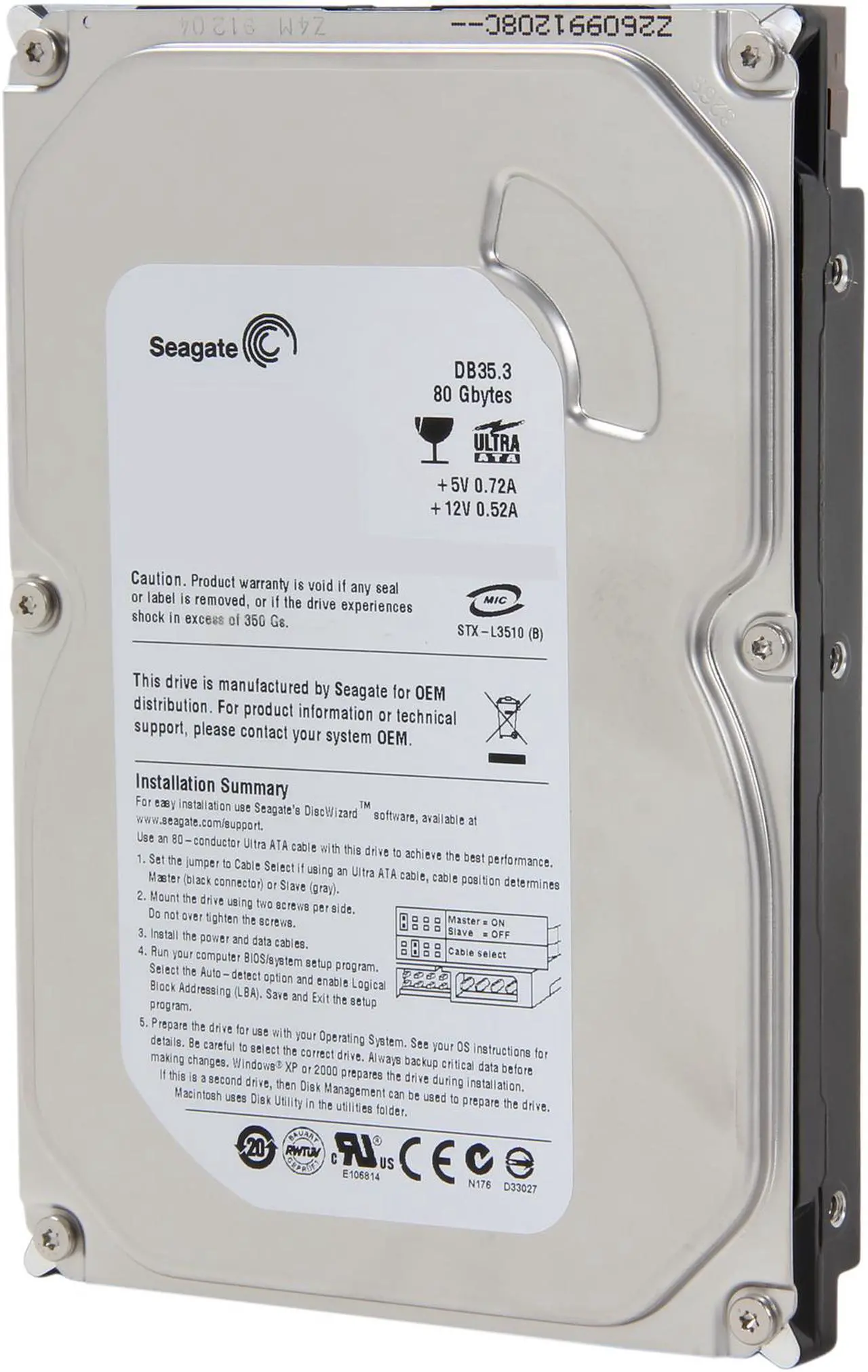 Main image of Seagate DB35 Series 7200.3 ST380215ACE 80GB 7200 RPM 2MB Cache IDE Ultra ATA100 / ATA-6 3.5" Internal Hard Drive Bare Drive