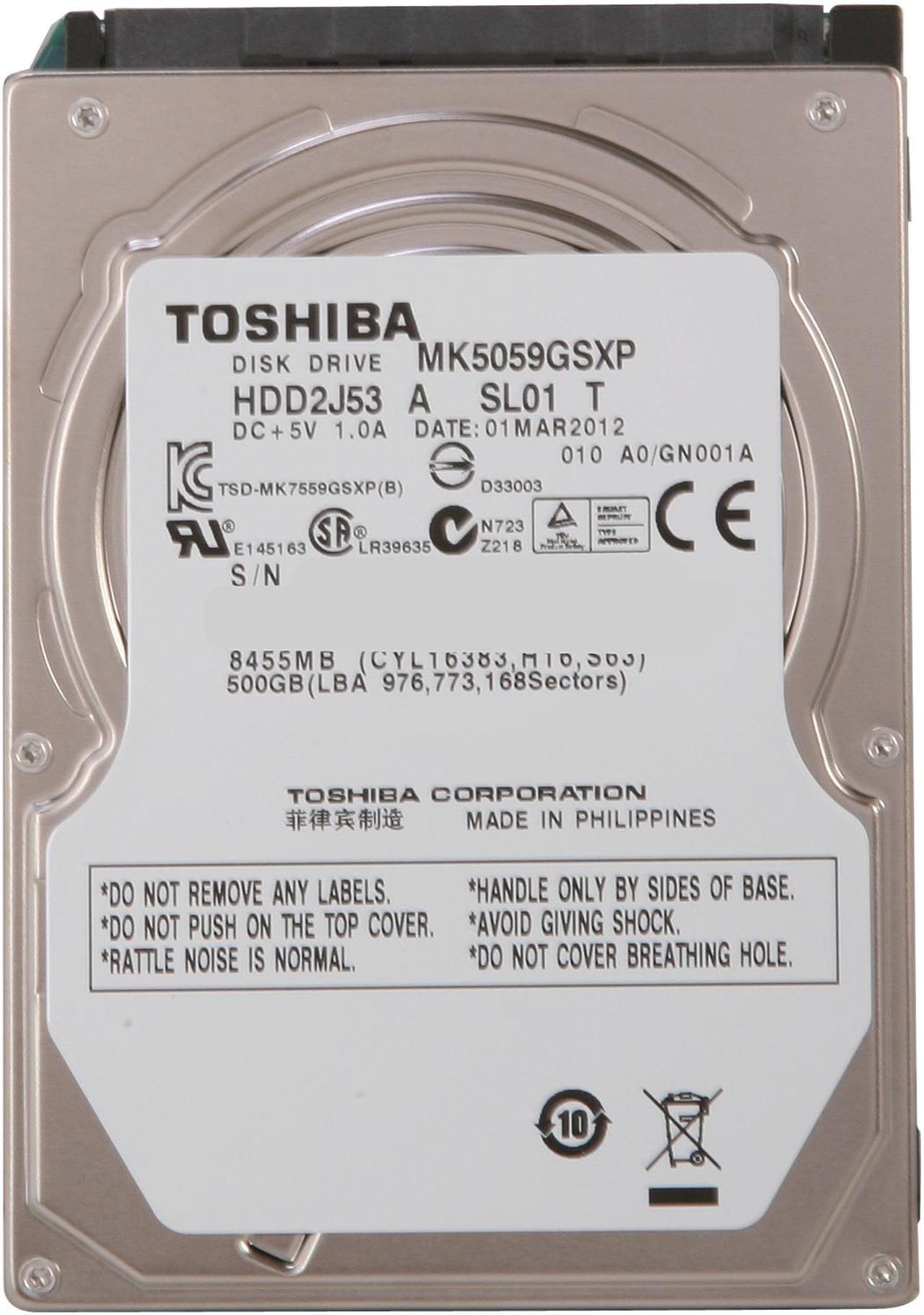 Alt view image 2 of 4 - TOSHIBA MK5059GSXP 500GB 5400 RPM 8MB Cache SATA 3.0Gb/s 2.5" Internal Notebook Hard Drive Bare Drive