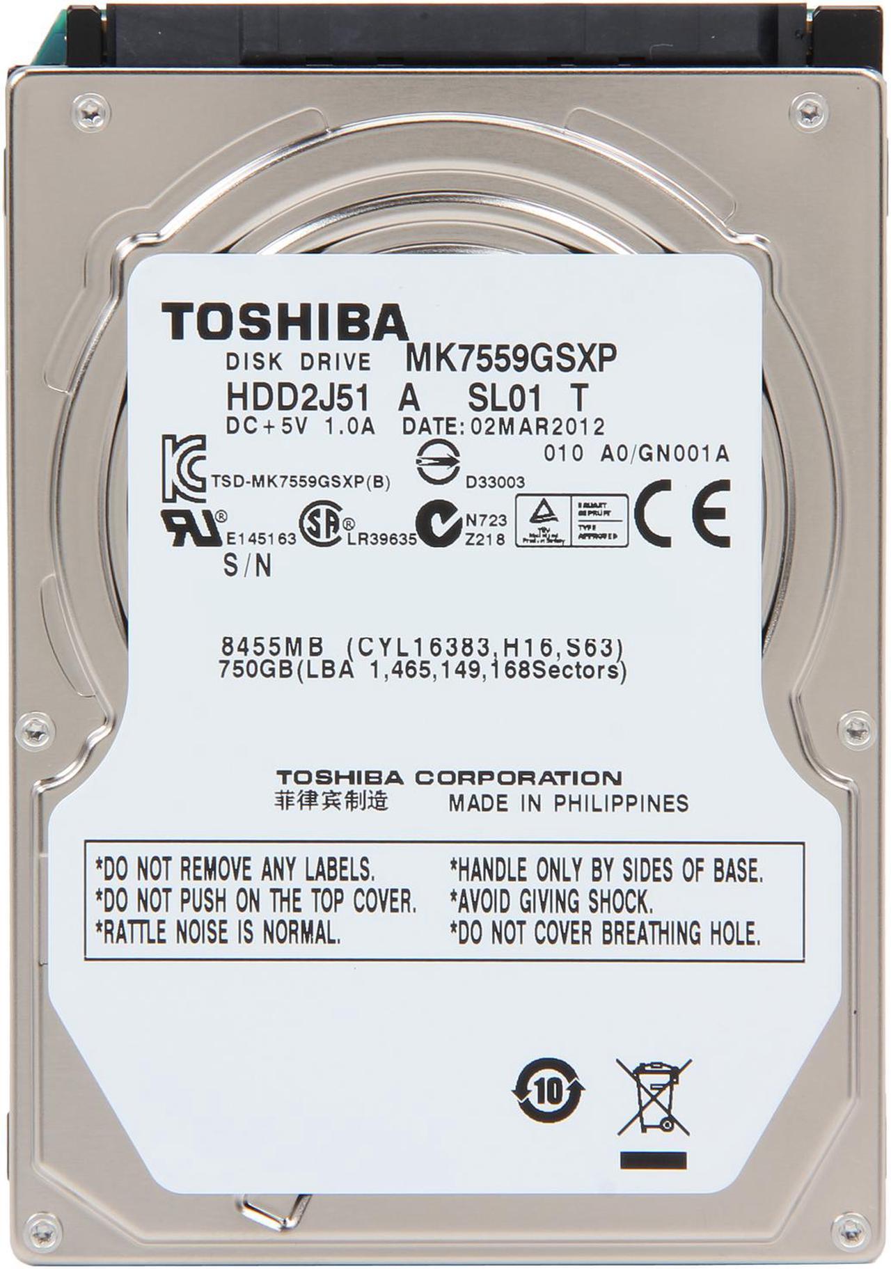 Alt view image 2 of 4 - TOSHIBA MK7559GSXP 750GB 5400 RPM 8MB Cache SATA 3.0Gb/s 2.5" Internal Notebook Hard Drive Bare Drive