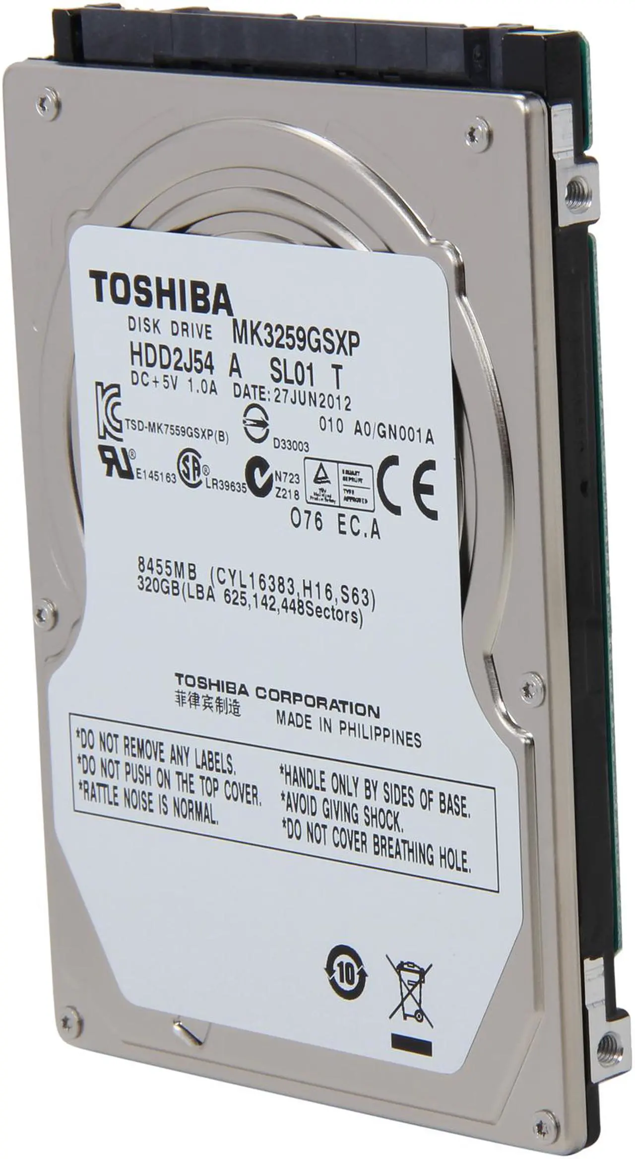 Main image of TOSHIBA MK3259GSXP 320GB 5400 RPM 8MB Cache SATA 3.0Gb/s 2.5" Internal Notebook Hard Drive Bare Drive