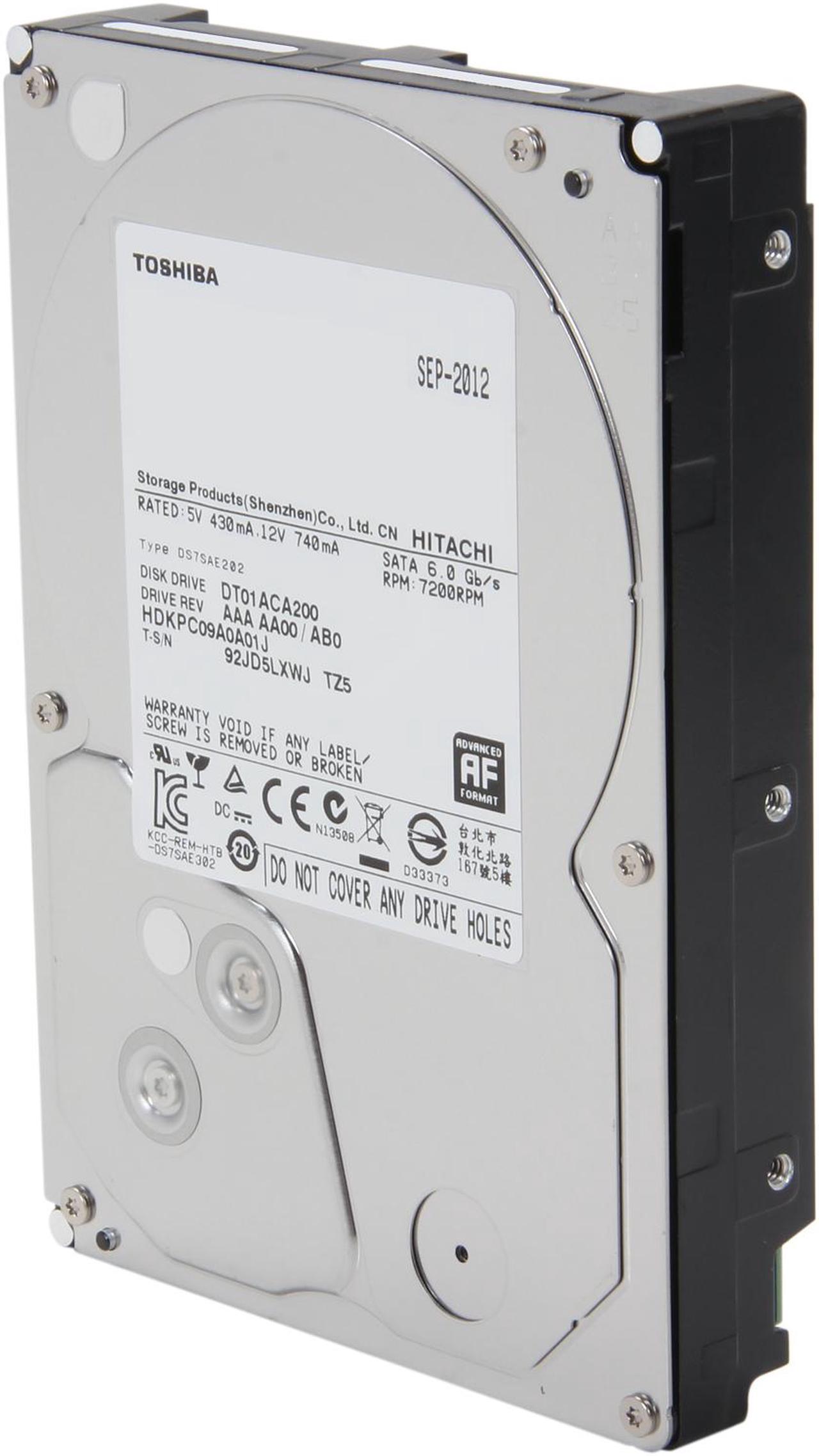 TOSHIBA DT01ACA200 2TB 7200 RPM 64MB Cache SATA 6.0Gb/s 3.5" Internal Hard Drive Bare Drive