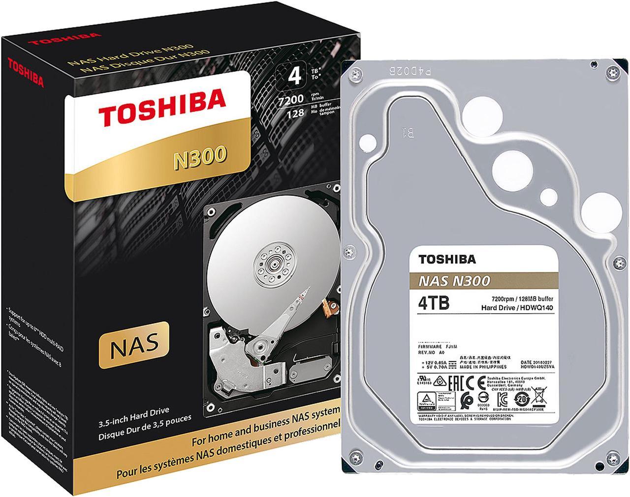 Toshiba N300 4TB NAS Internal Hard Drive 7200 RPM SATA 6Gb/s 128MB Cache 3.5inch - HDWQ140XZSTA (RETAIL PACKAGE)