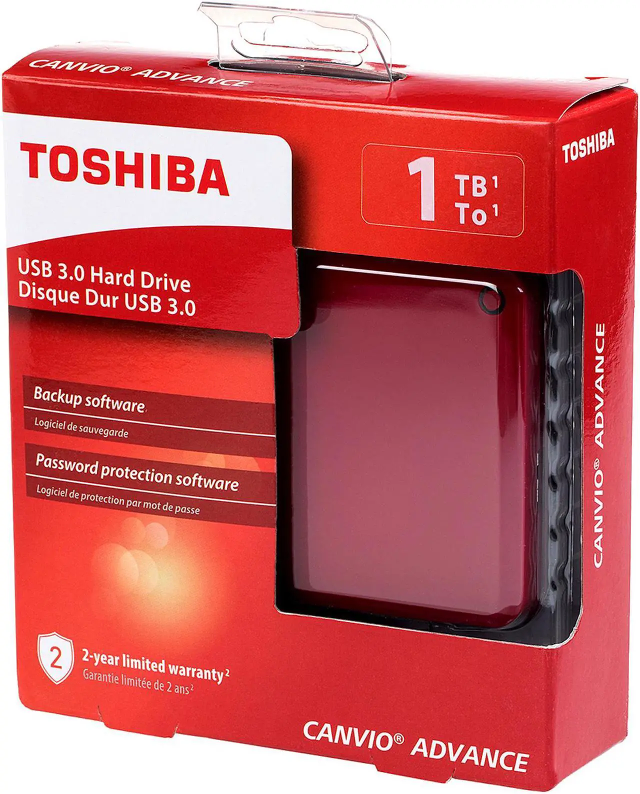 Alt view image 11 of 11 - Toshiba Canvio Advance 1TB Portable External Hard Drive USB 3.0 Red - HDTC910XR3AA