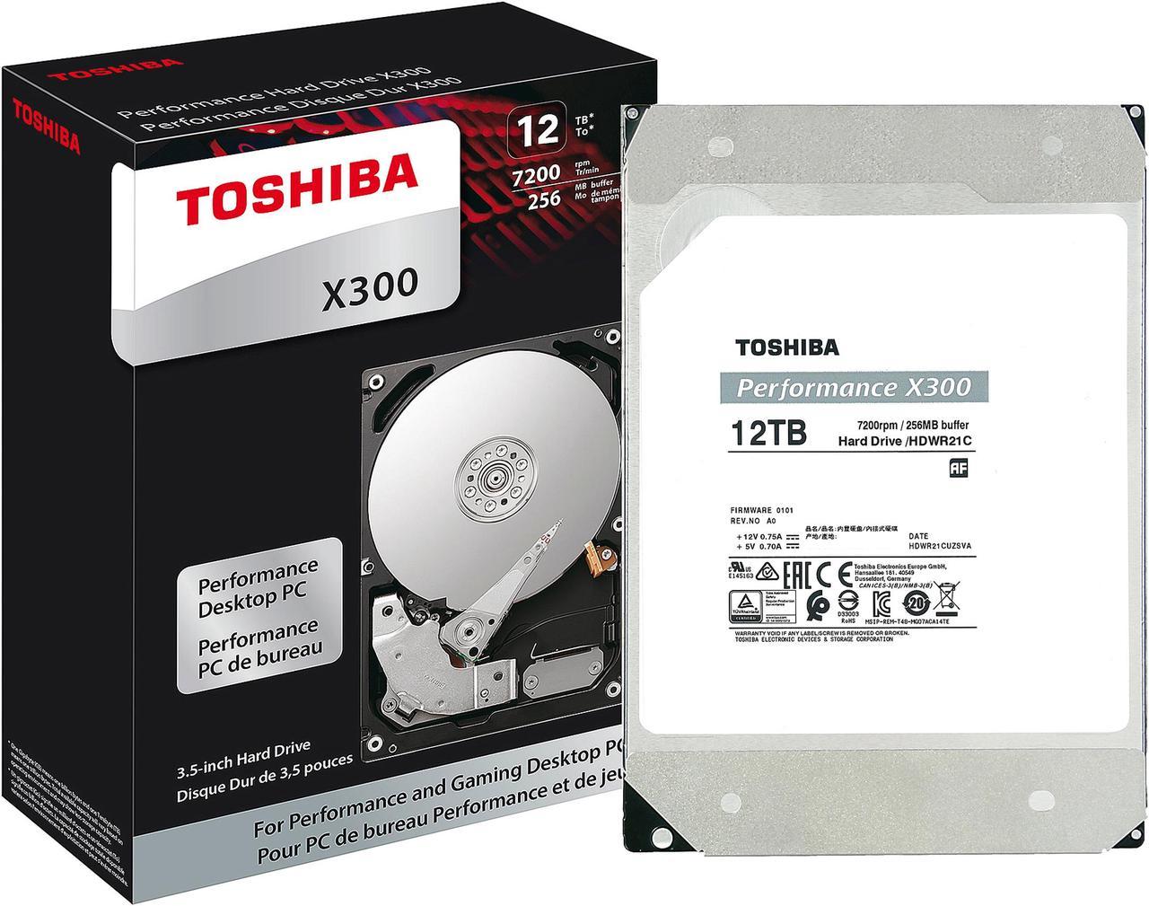 TOSHIBA X300 HDWR21CXZSTA 12TB 7200 RPM 256MB Cache SATA 6.0Gb/s 3.5" Internal Hard Drive