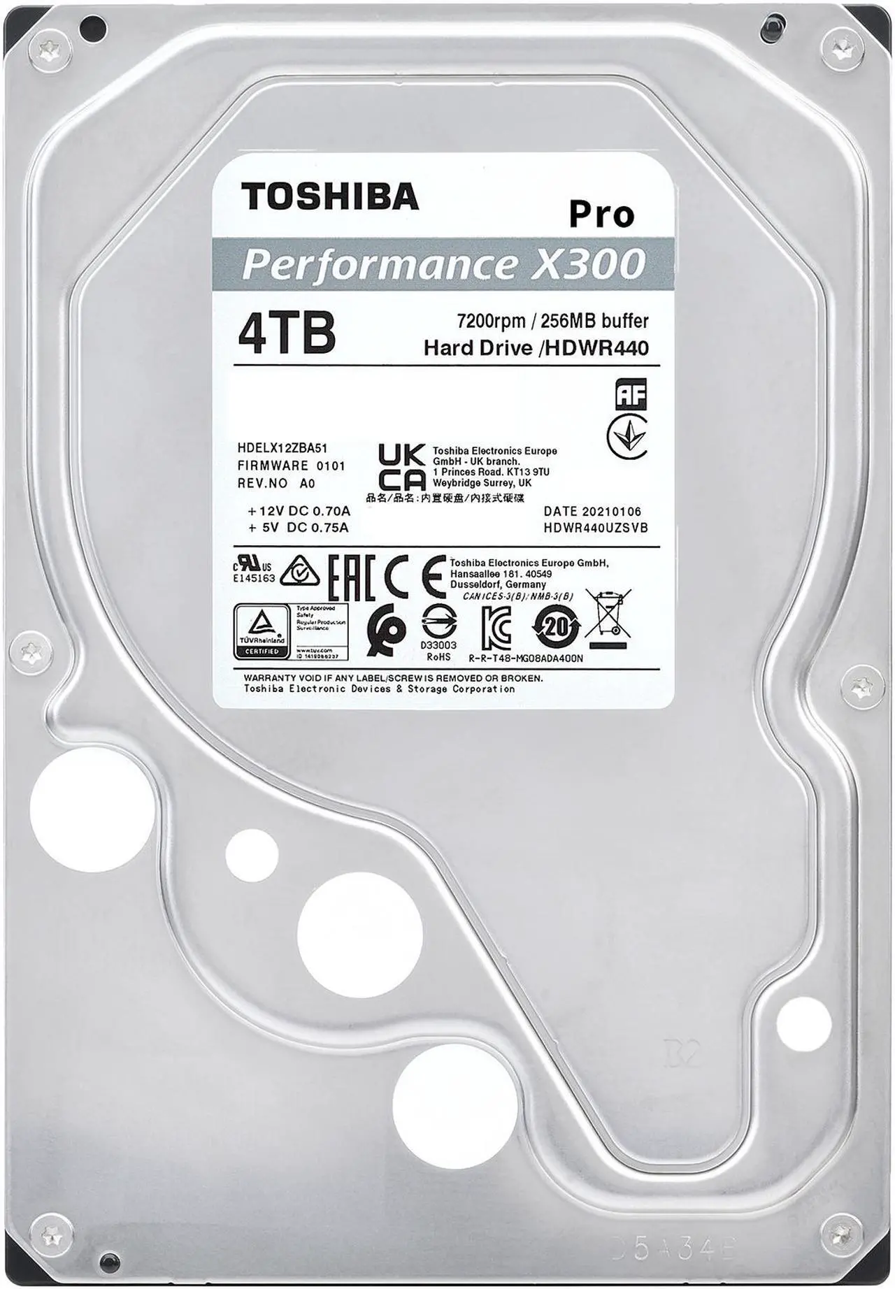 Alt view image 3 of 4 - TOSHIBA X300 Pro HDWR440XZSTB 4TB 7200 RPM 256MB Cache SATA 6.0Gb/s 3.5" Internal Hard Drive