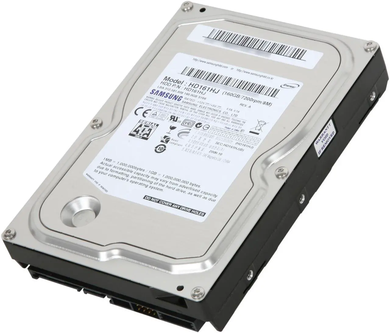 SAMSUNG HD161HJ 160GB 7200 RPM 8MB Cache SATA 3.0Gb/s 3.5" Hard Drive ...