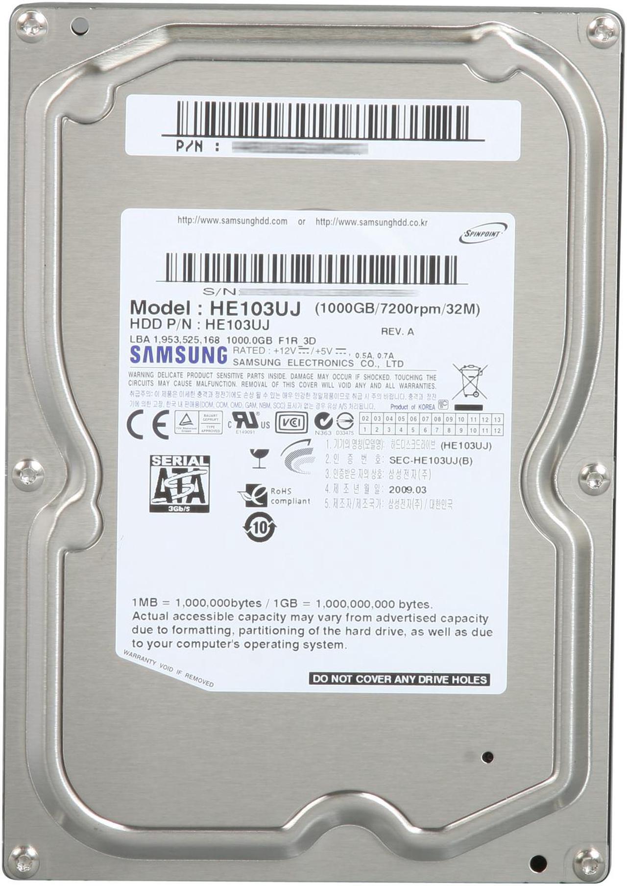 Alt view image 3 of 4 - SAMSUNG F1R RAID-Class HE103UJ 1TB 7200 RPM 32MB Cache SATA 3.0Gb/s 3.5" Hard Drive Bare Drive