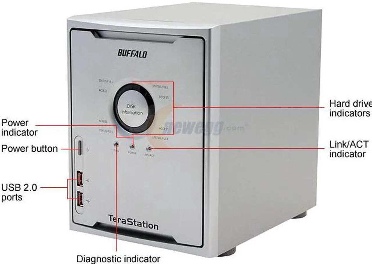 NAS Buffalo TS-RH2.0TGL/R5 2To – 4x500Go, Ethernet/USB, Occasion