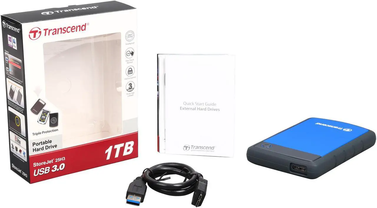 Alt view image 7 of 6 - Transcend 1TB StoreJet 25H3 Military-grade Shock Resistance Portable External Hard Drive USB 3.0 Model TS1TSJ25H3B Blue