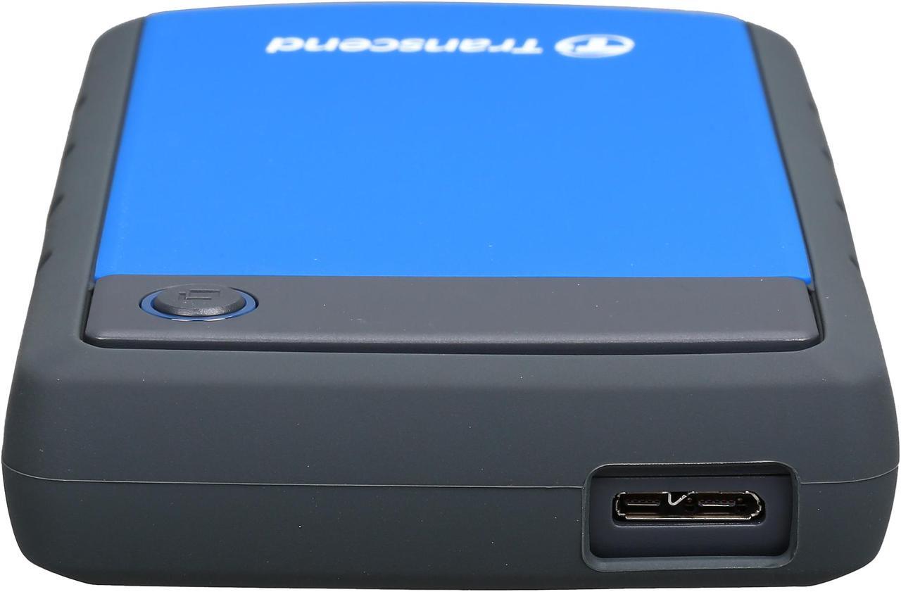 Alt view image 5 of 5 - Transcend 2TB StoreJet 25H3 Military-grade Shock Resistance Portable External Hard Drive USB 3.0 Model TS2TSJ25H3B Blue