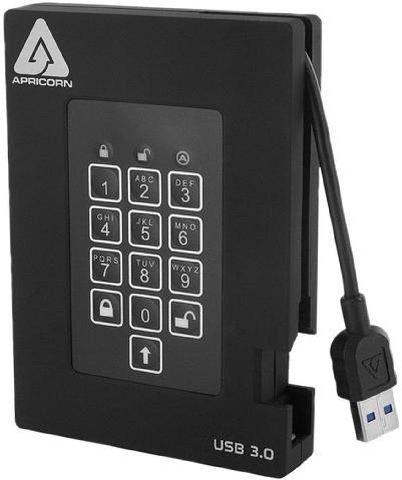 APRICORN Aegis Padlock Fortress 500GB USB 3.0 FIPS 140-2 Encrypted External Hard Drive With PIN Access A25-3PL256-500F