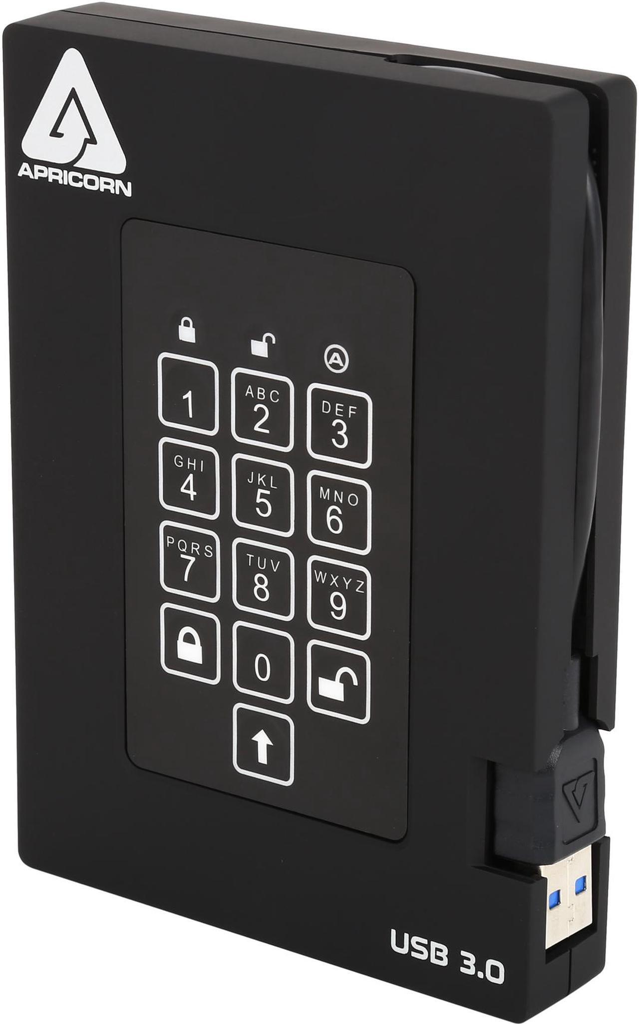Main image of APRICORN Aegis Padlock Fortress 1TB USB 3.0 Portable FIPS 140-2 Encrypted External Hard Drive With PIN Access A25-3PL256-1000F