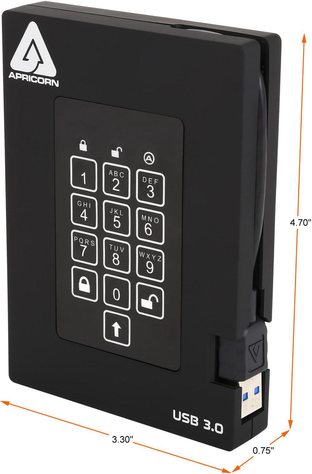Alt view image 3 of 9 - APRICORN Aegis Padlock Fortress 1TB USB 3.0 Portable FIPS 140-2 Encrypted External Hard Drive With PIN Access A25-3PL256-1000F