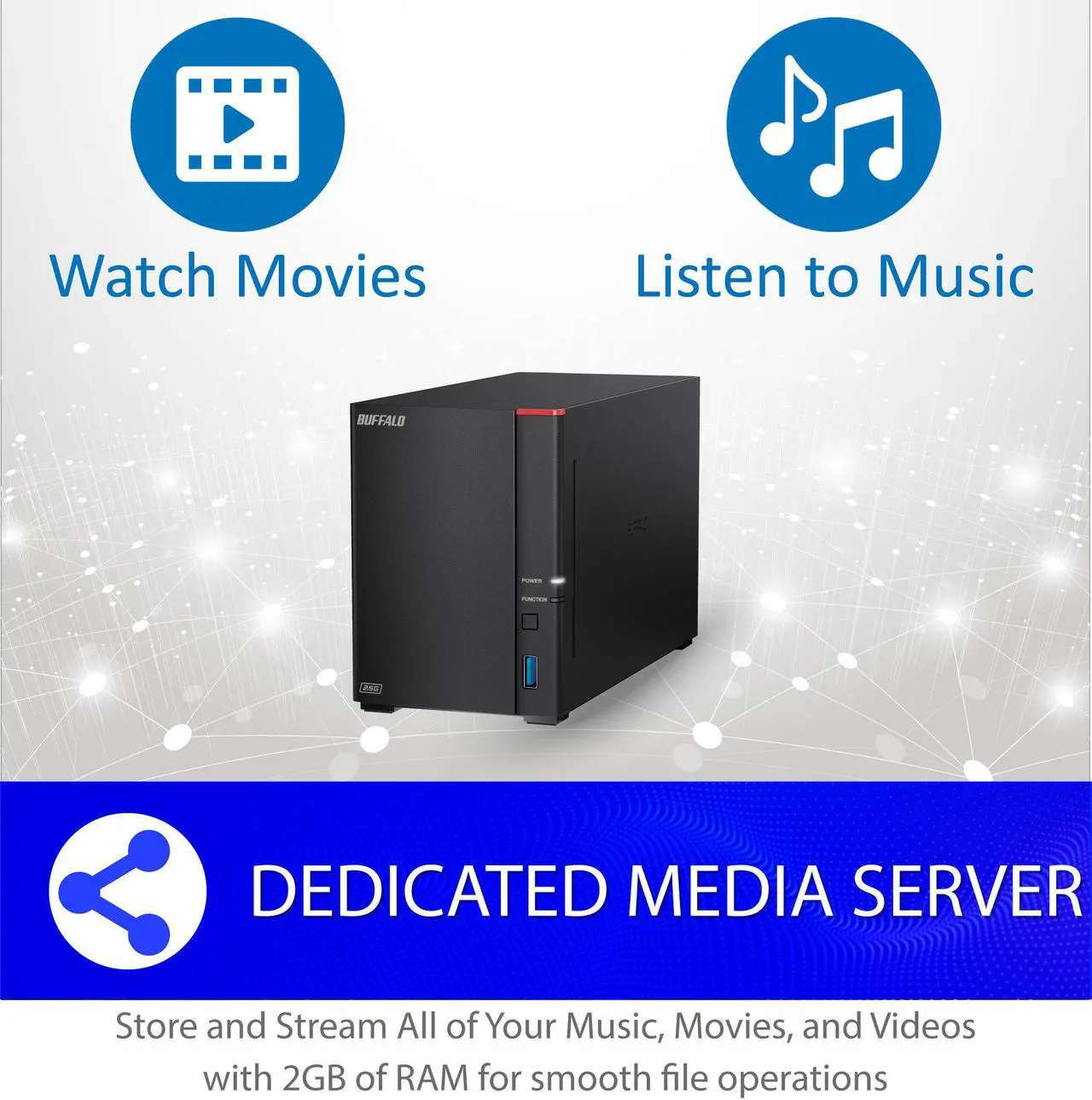 Alt view image 4 of 12 - BUFFALO LinkStation 720 2-Bay Professional Network Storage 4TB (2x2TB) with Hard Drives Included