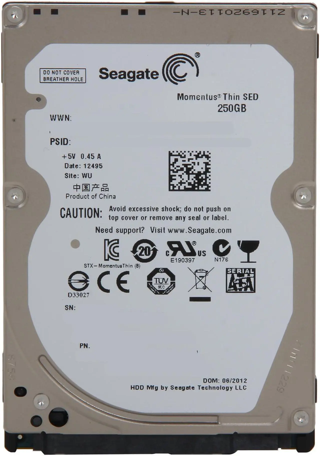 Alt view image 2 of 4 - Seagate Momentus Thin ST250LT014 250GB 7200 RPM 16MB Cache SATA 3.0Gb/s 2.5" Internal Notebook Hard Drive Bare Drive