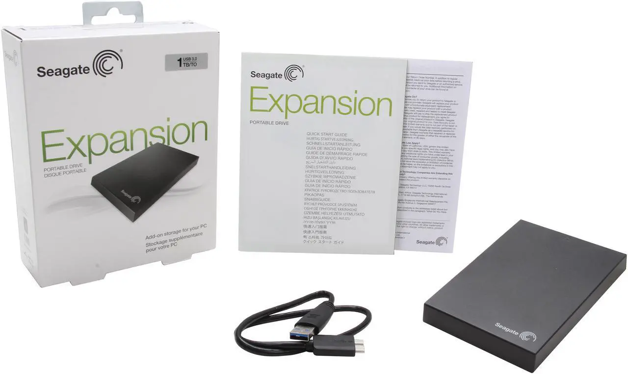 Alt view image 6 of 5 - Seagate 1TB Expansion Portable External Hard Drive USB 3.0 Model STBX1000101 Black
