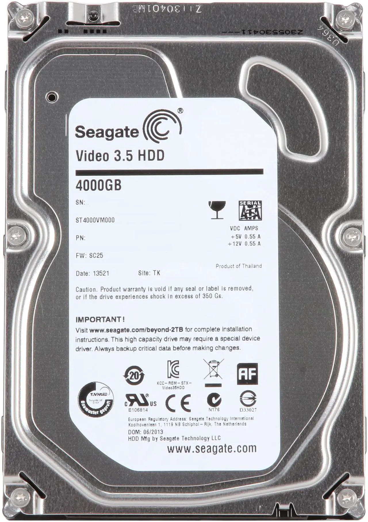 Seagate ST4000VM000 4TB 5900 RPM 64MB Cache SATA 6.0Gb/s 3.5" Internal ...