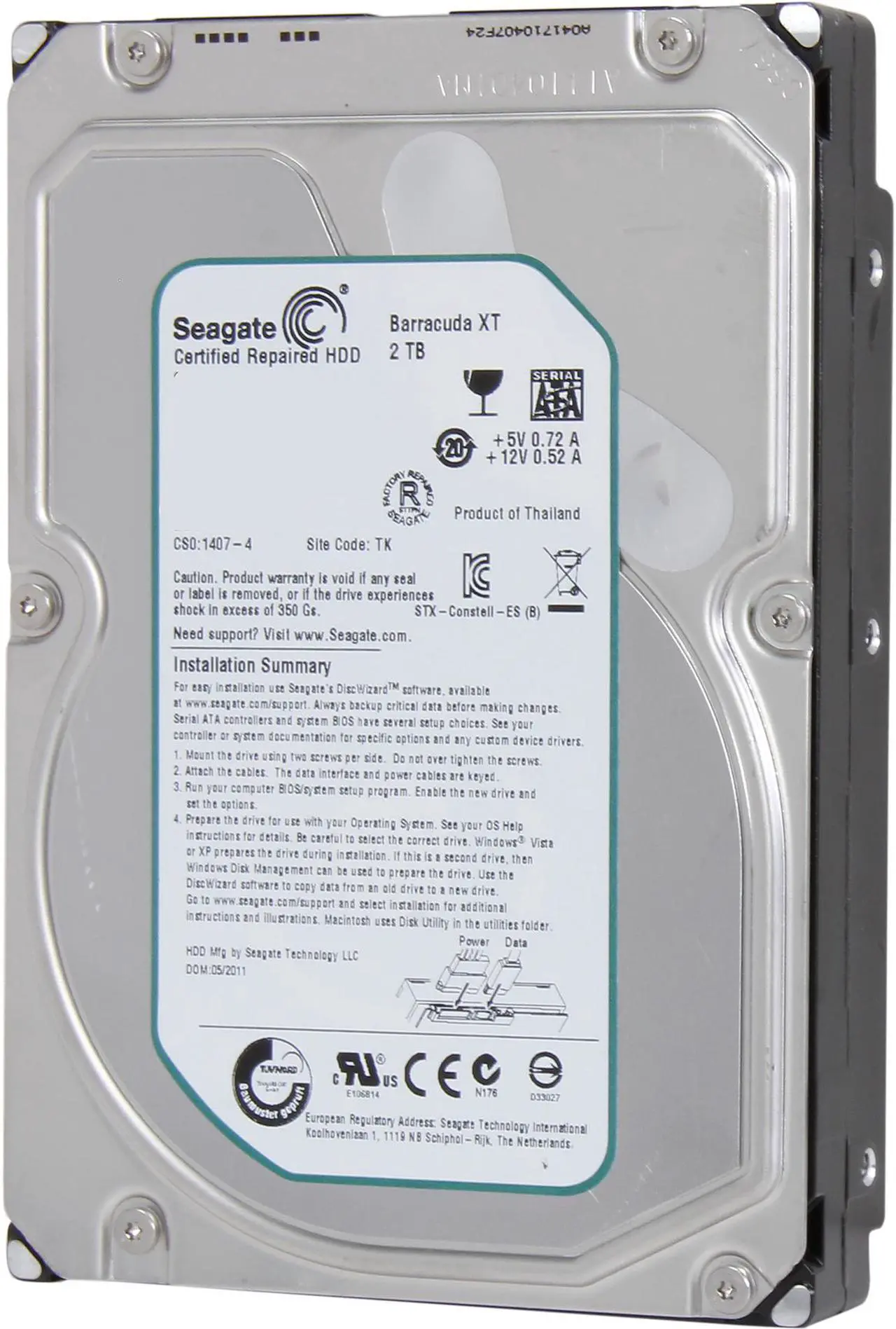 Refurbished: Seagate BarraCuda XT ST32000641AS 2TB 7200 RPM 64MB Cache ...