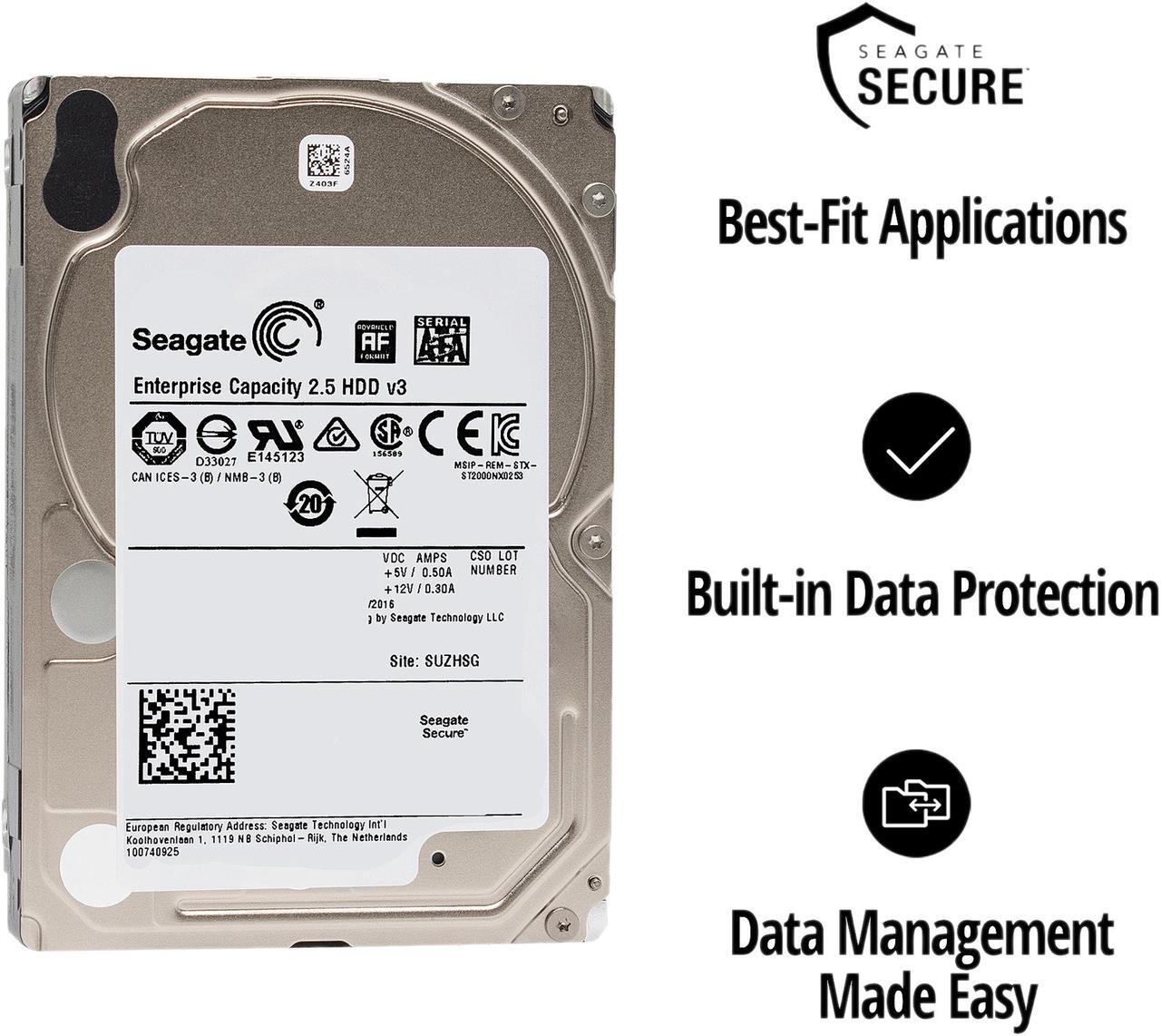 Alt view image 3 of 3 - Seagate Exos 7E2000 2TB 512e SATA 6Gb/s 7200 RPM 2.5-Inch Enterprise Hard Drive (ST2000NX0253)