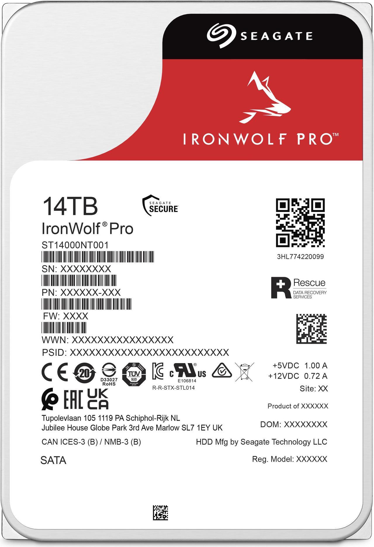 Alt view image 4 of 4 - Seagate IronWolf Pro 14TB NAS Hard Drive 7200 RPM 256MB Cache CMR SATA 6.0Gb/s 3.5" Internal HDD ST14000NE0008