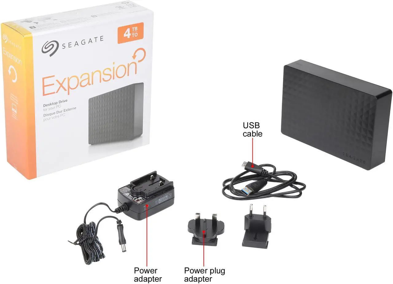 Alt view image 8 of 7 - Seagate Expansion Desktop Hard Drive 4TB HDD External - PC Windows PS4 & Xbox - USB 2.0 & 3.0 Black (STEB4000200)