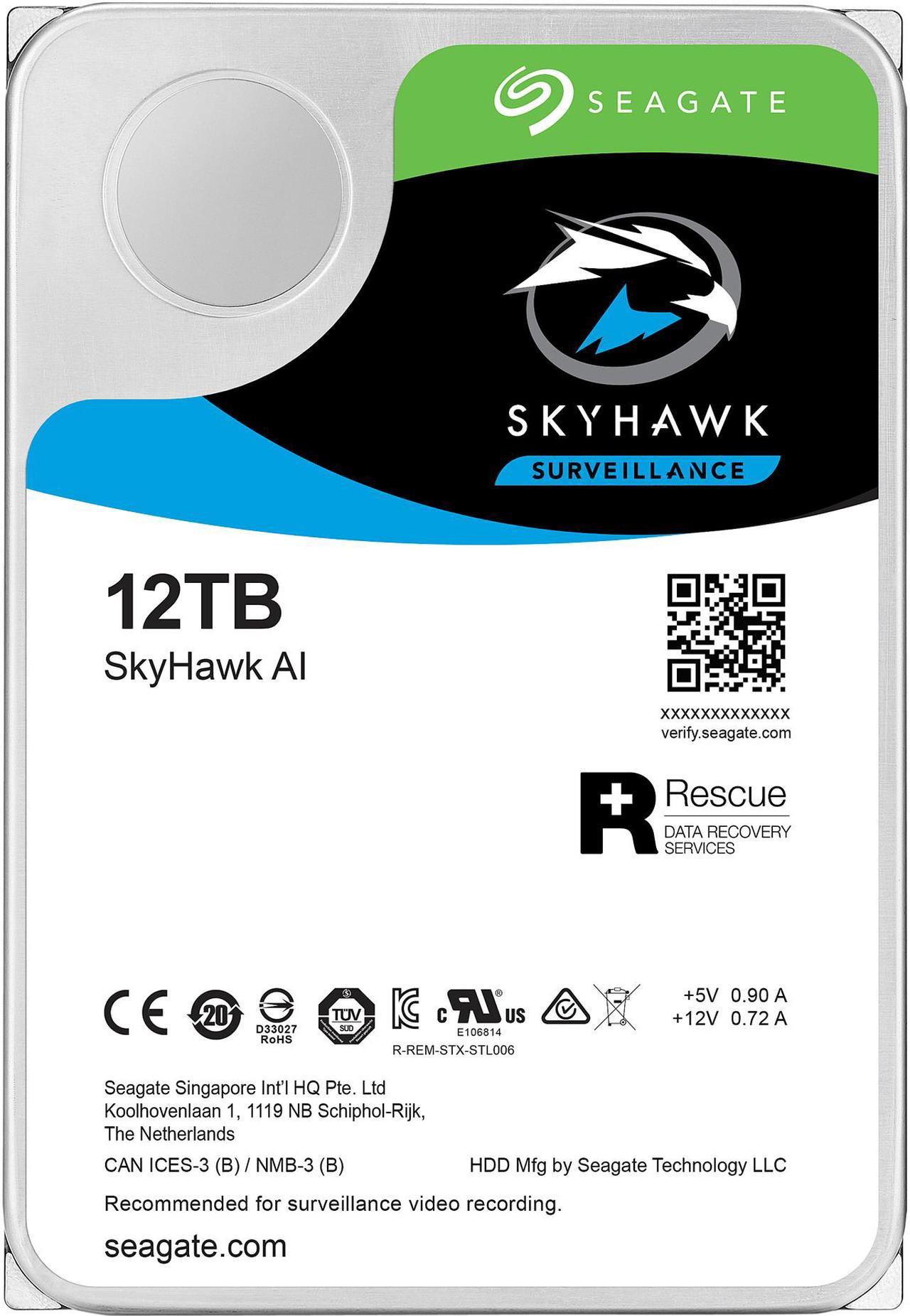 Seagate SkyHawk AI ST12000VE0008 12TB 7200 RPM 256MB Cache SATA 6.0Gb/s 3.5" Internal Hard Drive Bare Drive