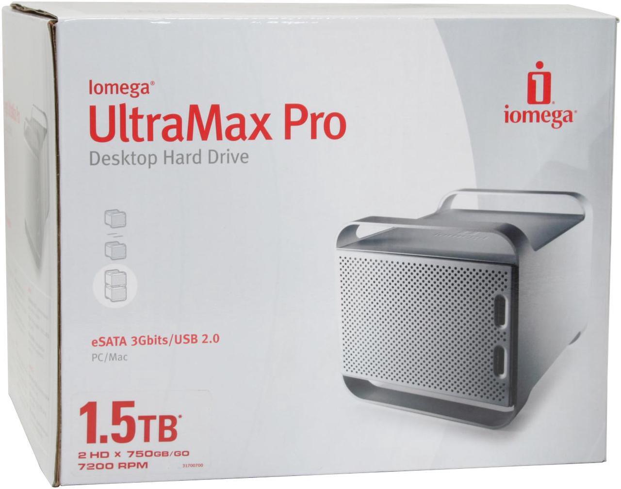 Alt view image 9 of 9 - iomega UltraMax Pro 33744 Hard Drive, eSata/USB 2.0, 1.5TB (2HD x 750GB)