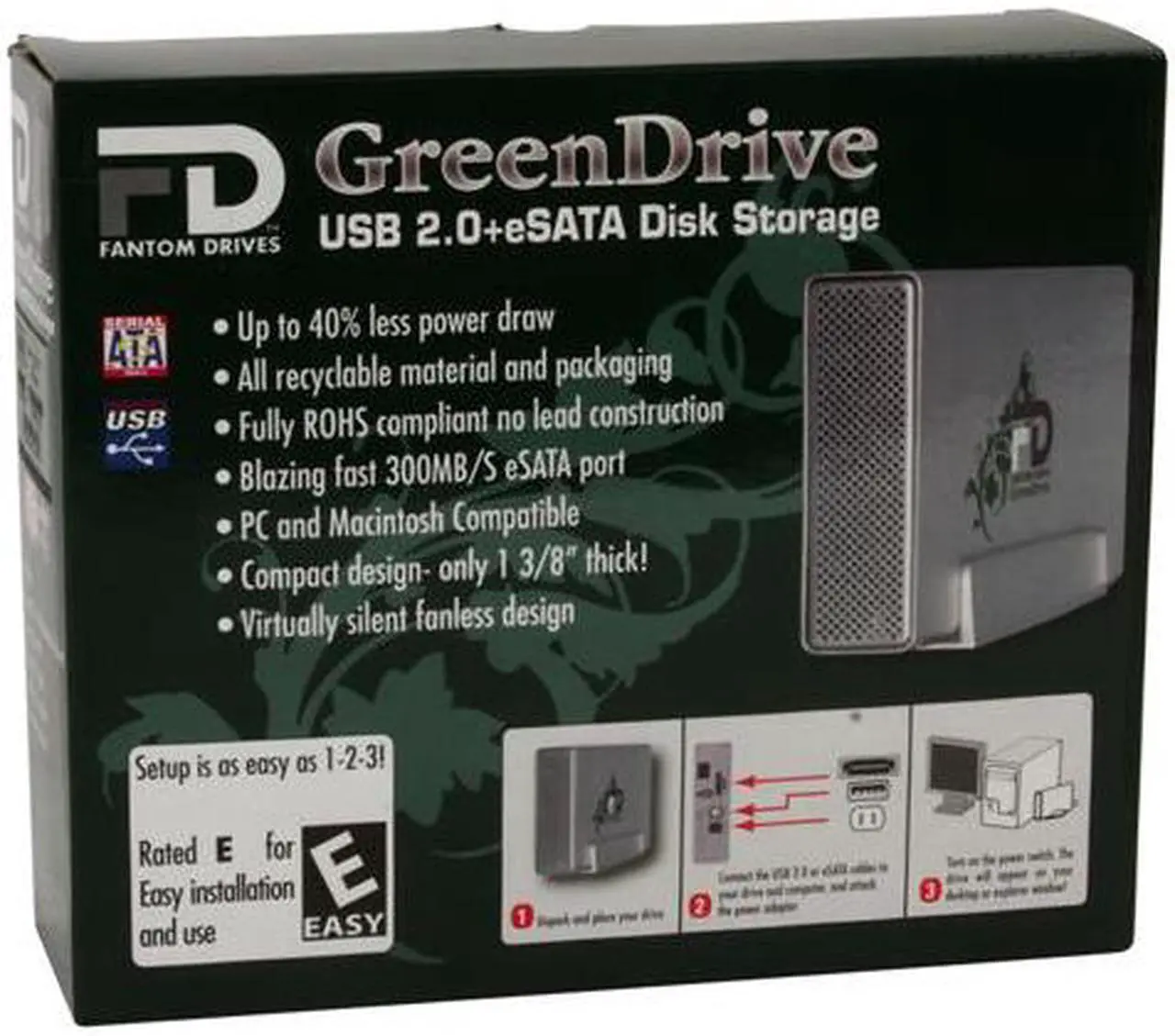 Alt view image 8 of 8 - Fantom Drives 500GB USB 2.0 / eSATA 3.5" GreenDrive External Hard Drive GD500EU