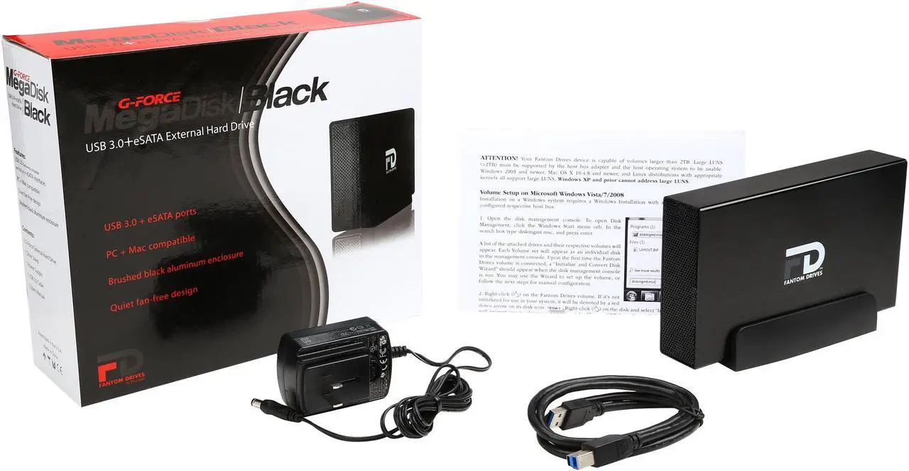 Alt view image 7 of 6 - Fantom Drives G-Force 6TB USB 3.0 / eSATA External Aluminum Desktop External Hard Drive GF3B6000EU Black