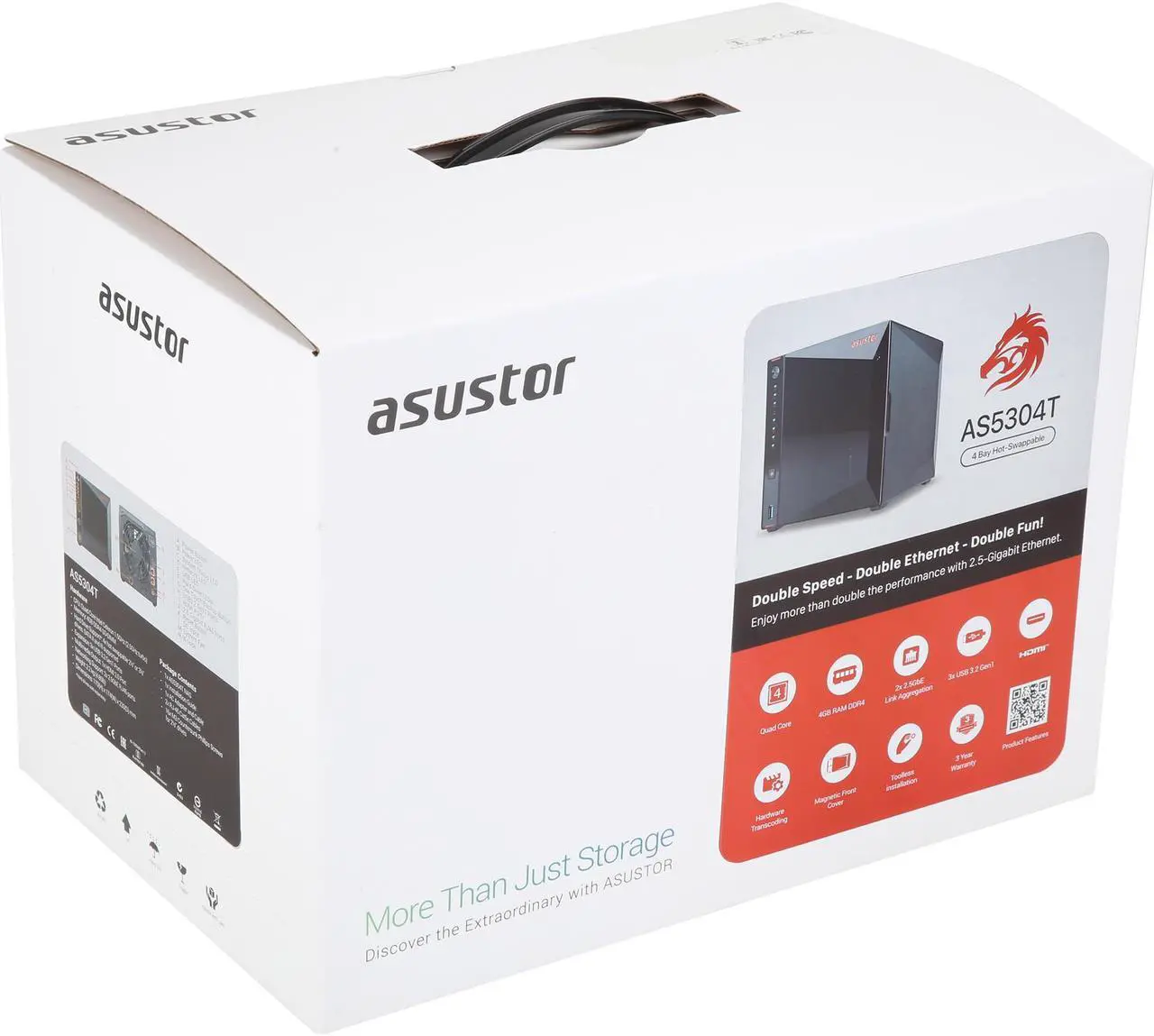Alt view image 4 of 4 - Asustor AS5304T 4 Bay Nimbustor 4 Desktop NAS (Diskless)