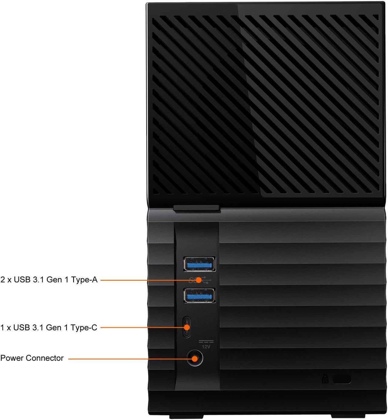 Alt view image 3 of 10 - WD 16TB My Book Duo Desktop RAID External Hard Drive 256-Bit AES Encryption - USB 3.2 Gen1 (WDBFBE0160JBK-NESN)