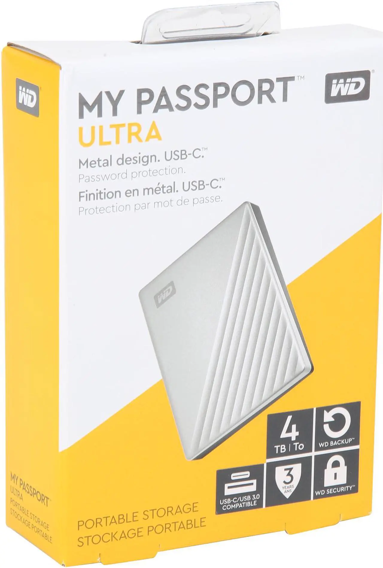 Alt view image 8 of 8 - WD 4TB Silver My Passport Ultra Portable Storage External Hard Drive USB-C for PC/Windows (WDBFTM0040BSL-WESN)